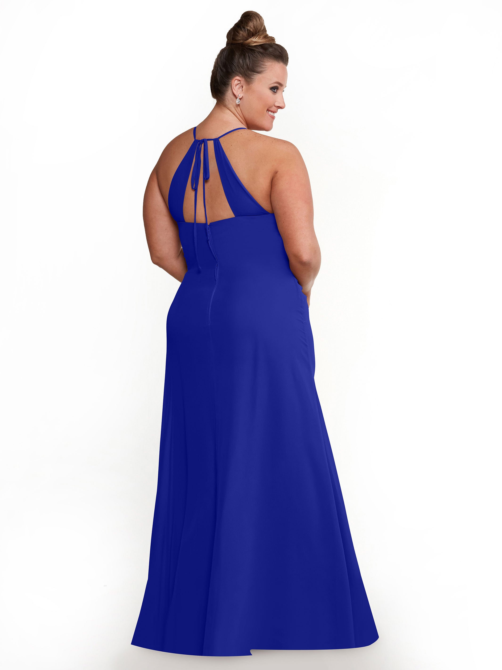 Elegant A-Line Chiffon Bridesmaid Dress with Keyhole Halter Neckline - Perfect for Weddings, Formal Events & Special Occasions