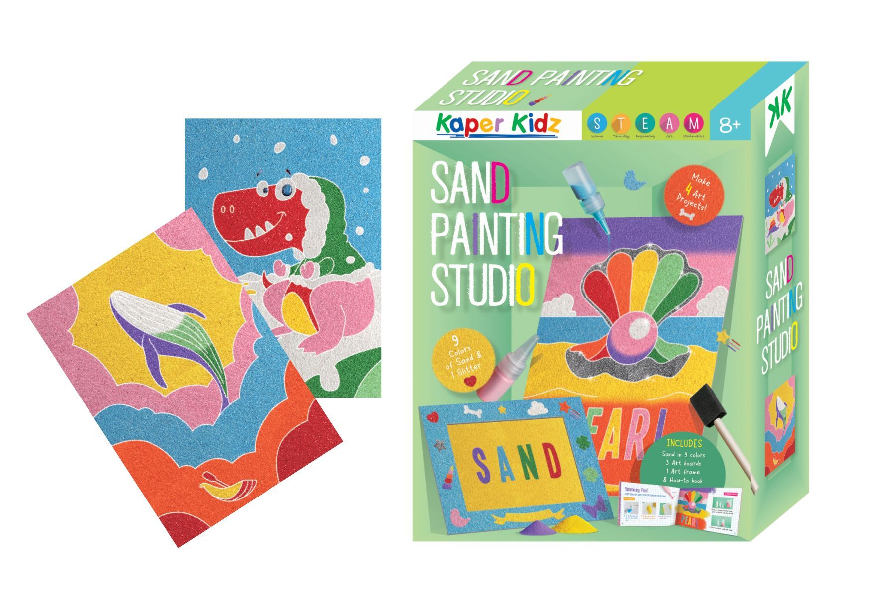 Kaper Kidz Sand Painting Studio Kit - Creative Art Set for Kids Ages 4-8 | DIY Sand Art Craft with 12 Colors & Tools | Perfect for Birthday Gifts, Classroom Activities & Sensory Play