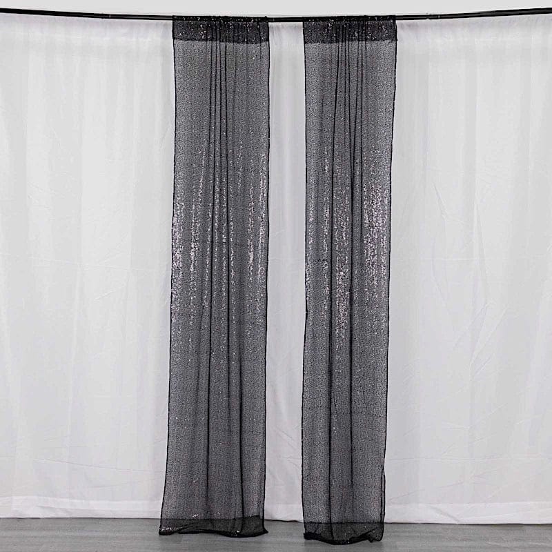 2 Pack 8ft x 2ft Sequin Curtain Panels with Rod Pockets - Sparkling Drapery for Wedding Backdrop, Stage Decor, Photo Booth & Home Theater