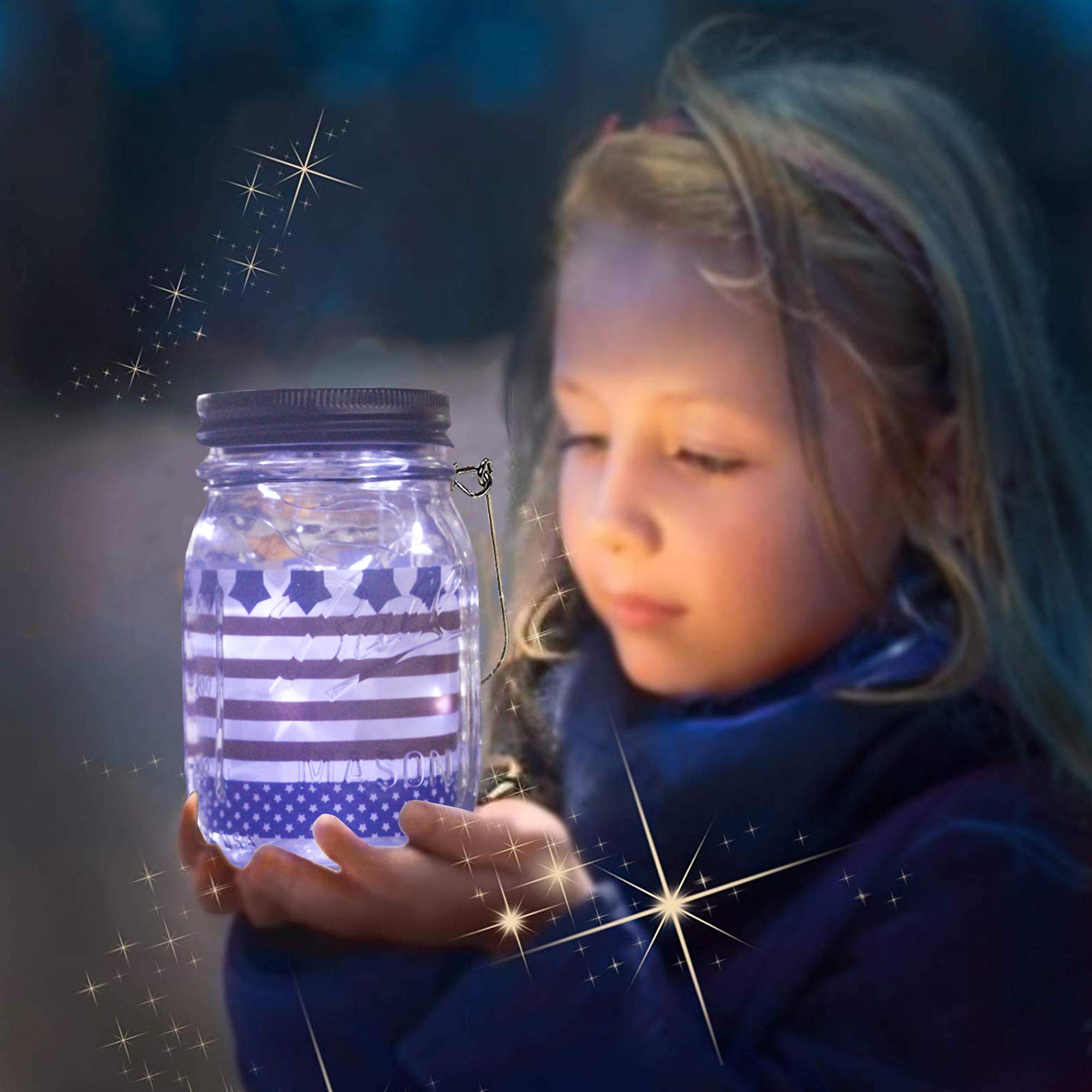 Upgraded Solar Mason Jar Lid Lights - 10 Pack 30 LED Fairy Star Firefly String Lights with Hangers | Waterproof Outdoor Decoration for Wedding, Patio, Garden Party, Camping & Backyard Decor (No Jars Included)