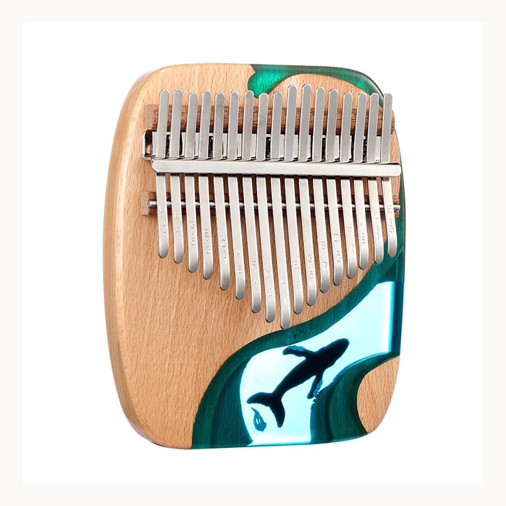 17 Key Kalimba Thumb Piano - Solid Beech Wood & Epoxy Resin - Portable Finger Piano with Tuning Hammer - Musical Instrument for Beginners, Gifts, Meditation & Relaxation
