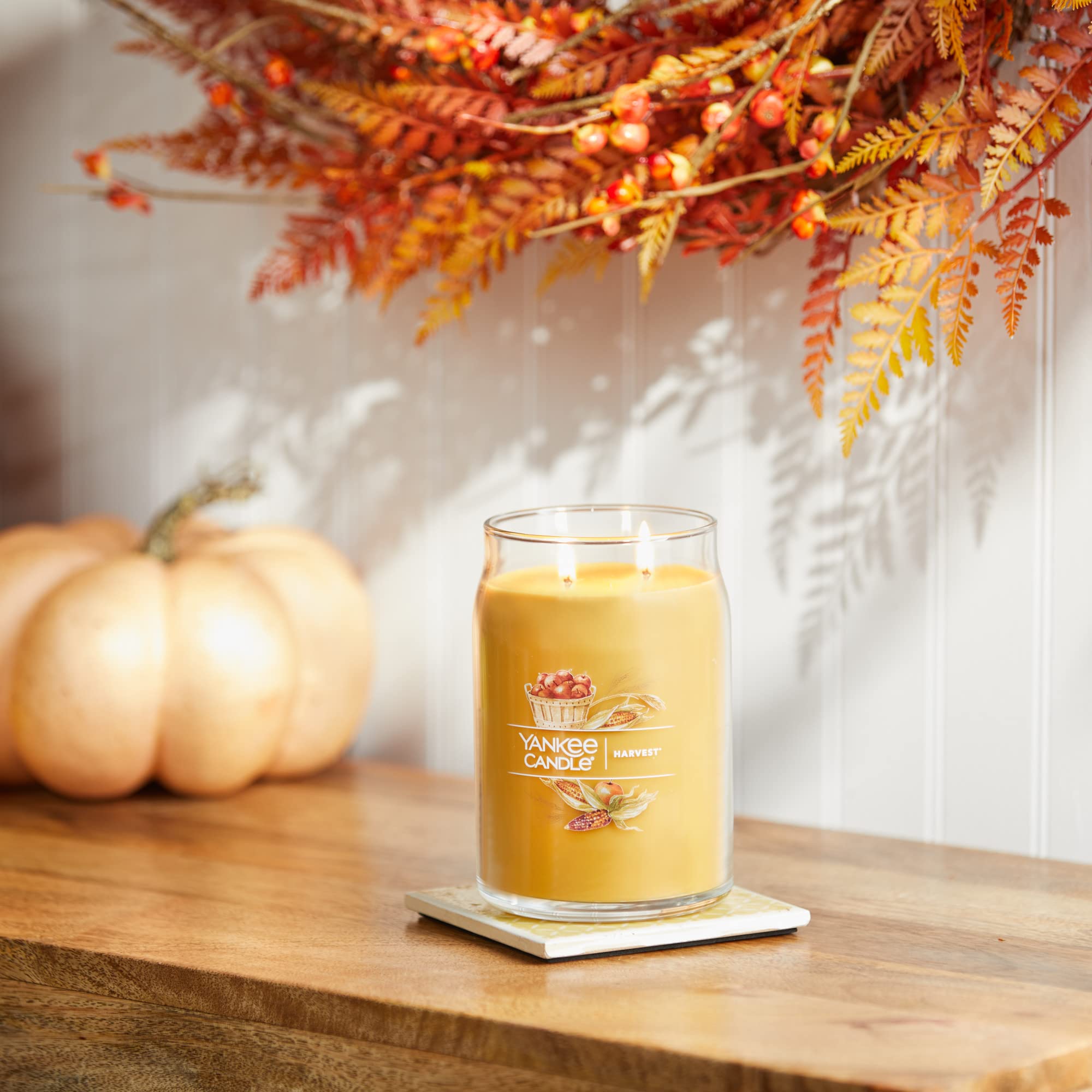 Yankee Candle Harvest Scented Large Jar Candle - 20oz 2-Wick Long Lasting Fragrance (60+ Hours Burn Time) for Home Decor, Fall Season, Thanksgiving & Cozy Autumn Ambiance