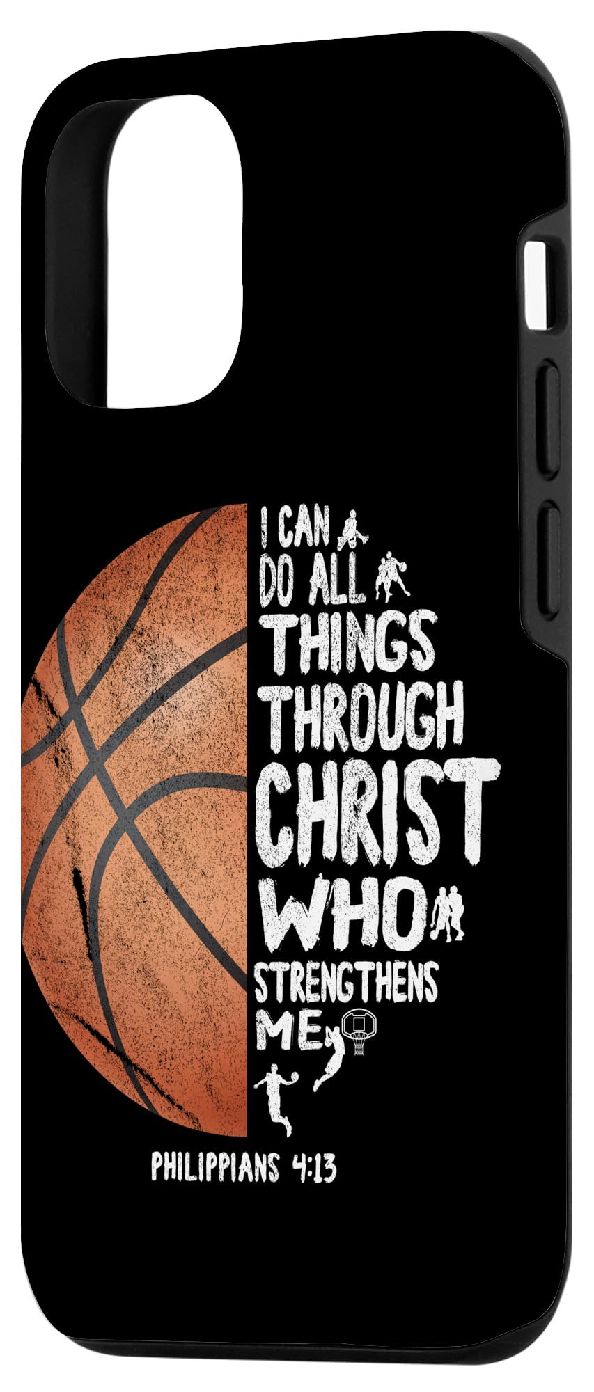 iPhone 12/12 Pro Christian Bible Verse Basketball Phone Case - Philippians 4:13 Inspirational Cover for Sports & Daily Use