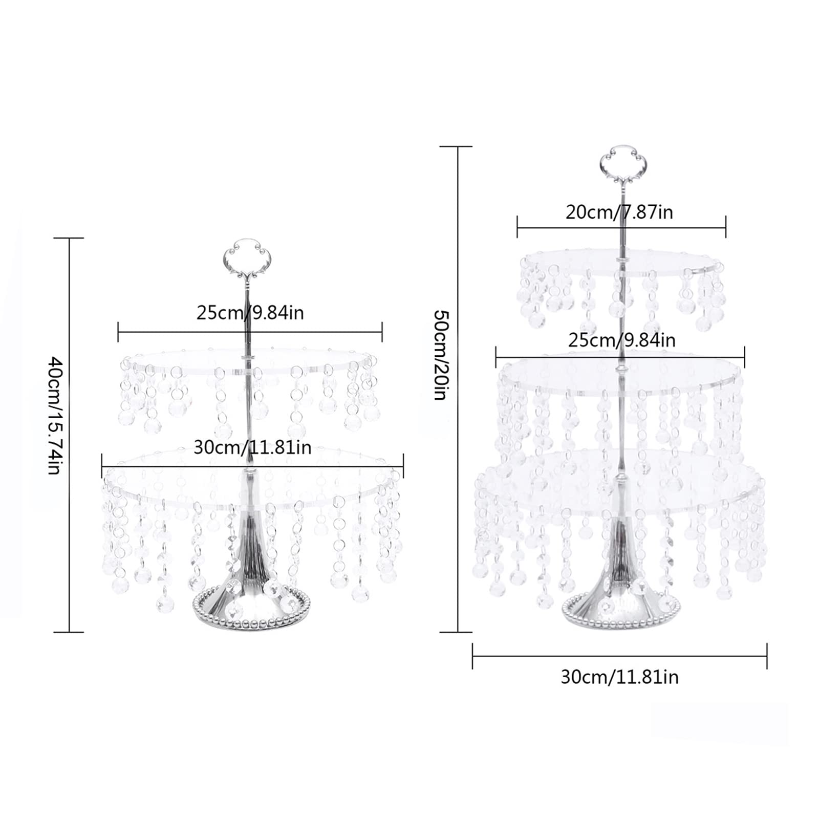 4-Tier Wedding Cake Stand Set with Hanging Crystal Pendants & Acrylic Plates - Elegant Dessert Display Tower for Birthday Party, Anniversary, Bridal Shower Decorations - Perfect for Wedding Receptions, Baby Showers, and Special Event Centerpieces