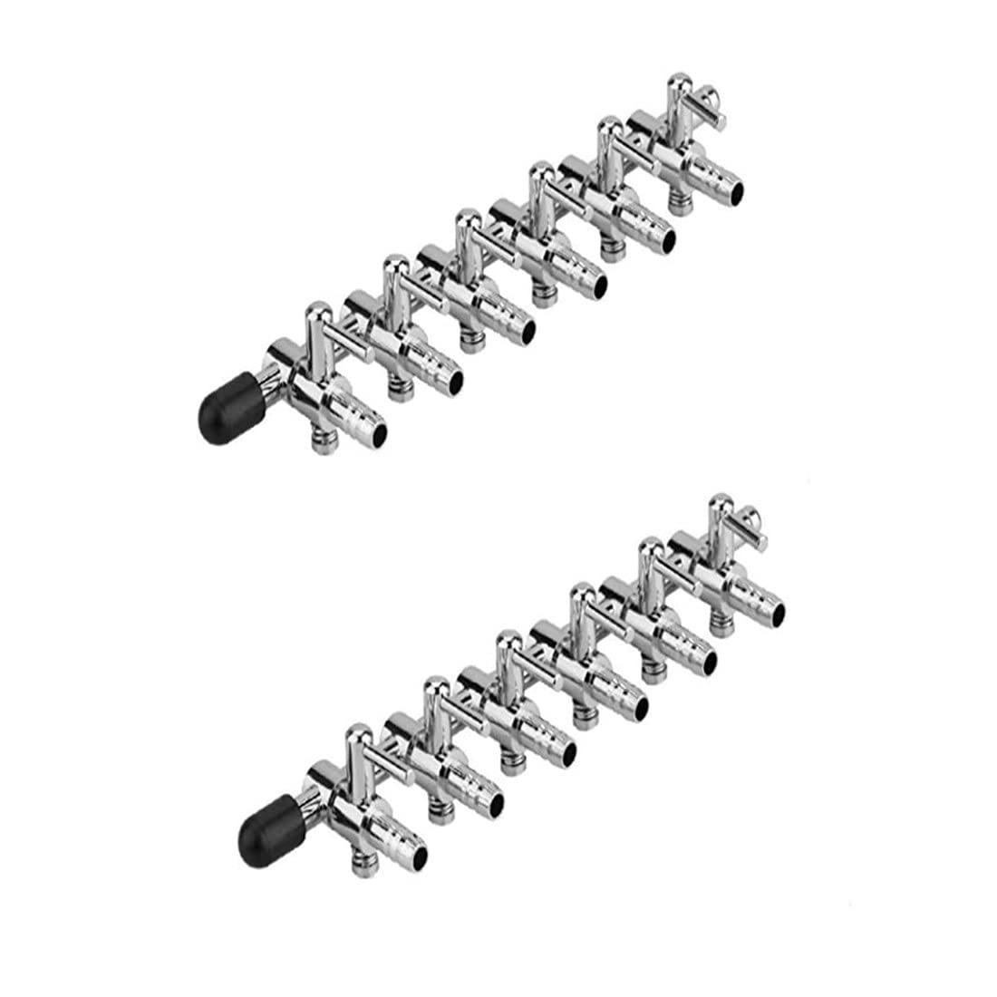 6-Way Aquarium Air Valve Inline Manifold - Air Flow Control Pump Tubing Splitter with Lever (2-Pack) - Perfect for Fish Tank, Hydroponics & Air Stone Systems