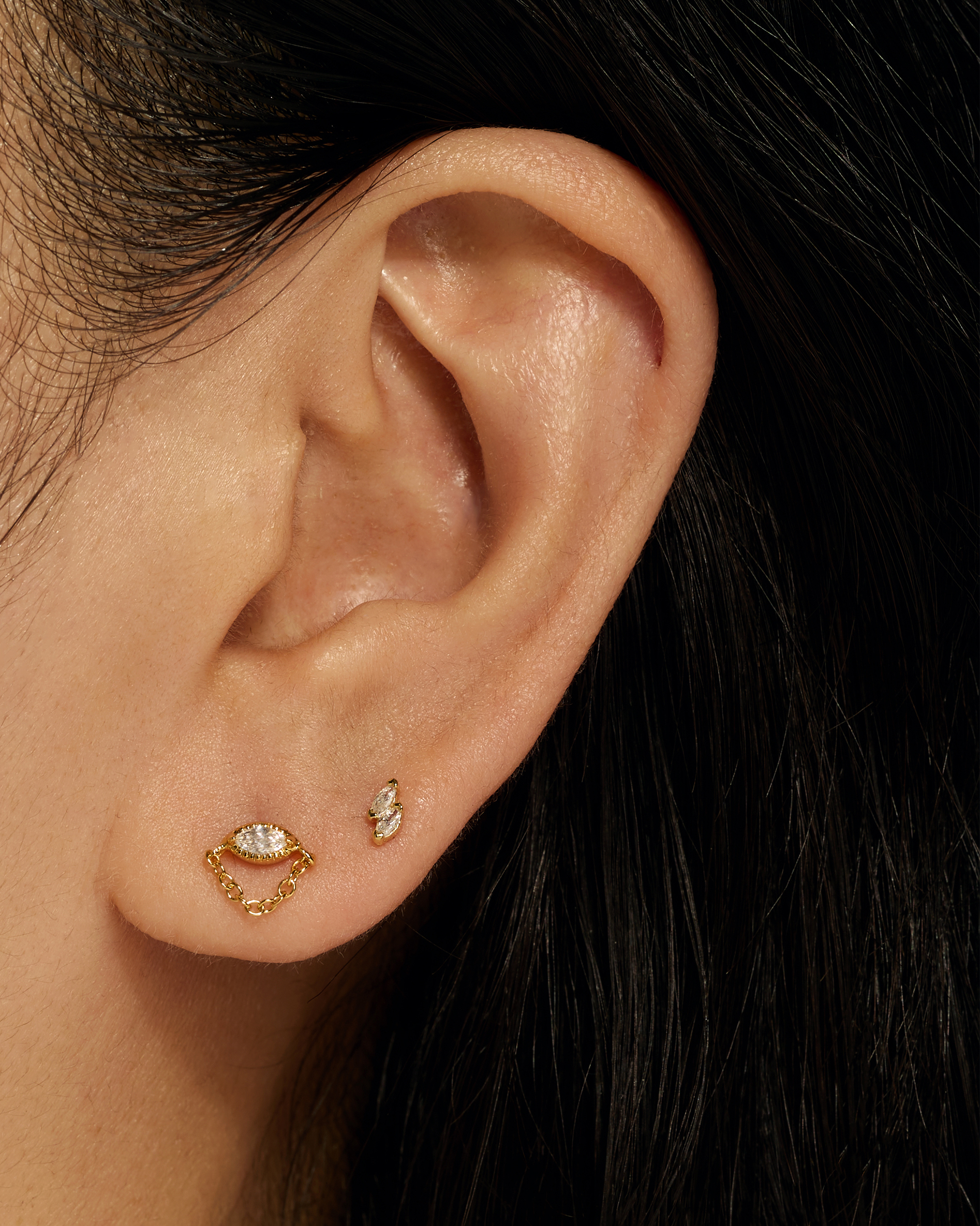 Ruth Stud Earrings for Women - 14K Gold Plated Cubic Zirconia Studs - Hypoallergenic Elegant Jewelry Gift for Her - Perfect for Daily Wear, Parties & Special Occasions