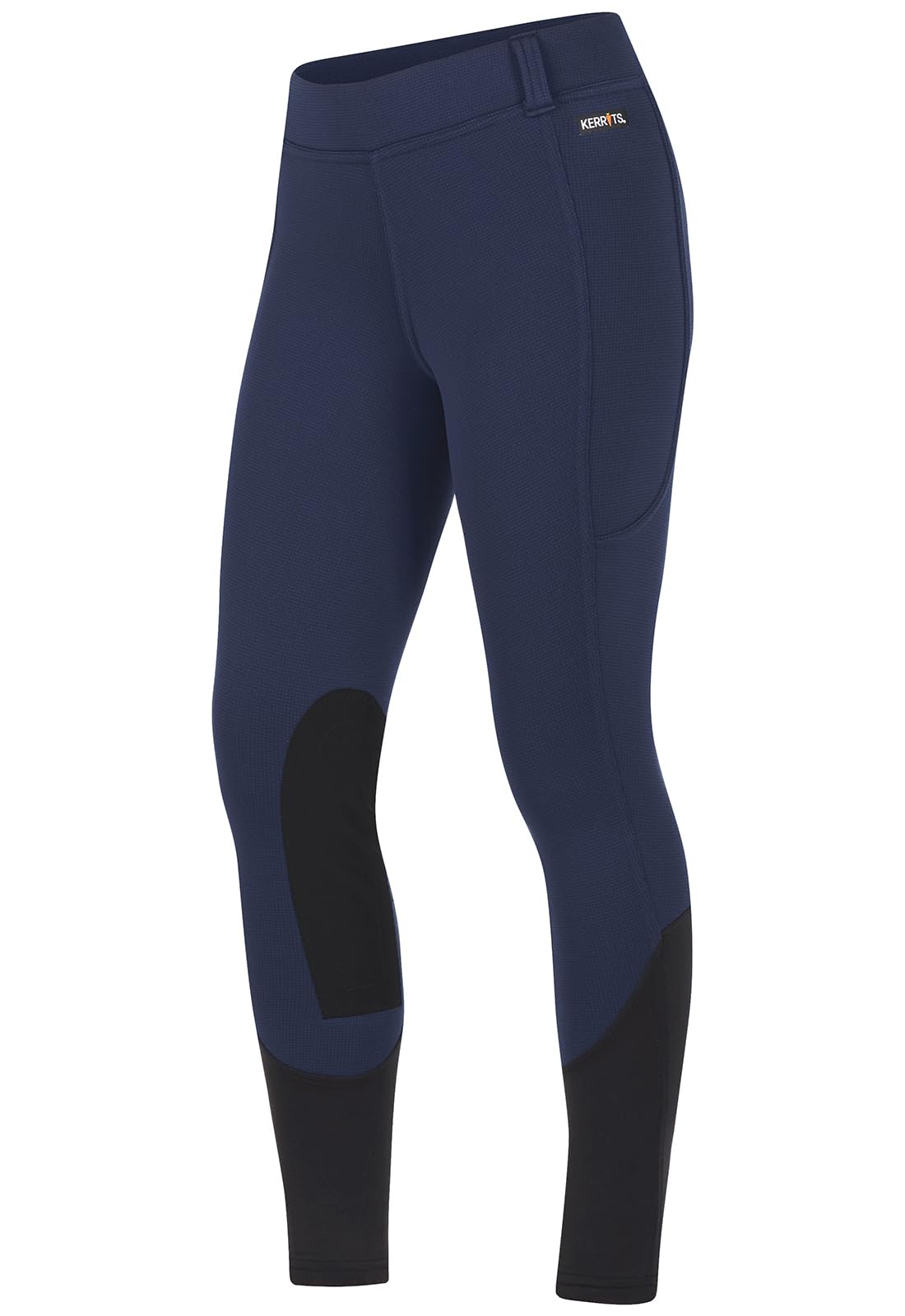 Kerrits Kids Sit Tight Wind Pro Knee Patch Winter Horse Riding Tights - Warm Polartec Equestrian Breeches with Pockets for Girls & Boys | Perfect for Cold Weather Riding Lessons & Competitions