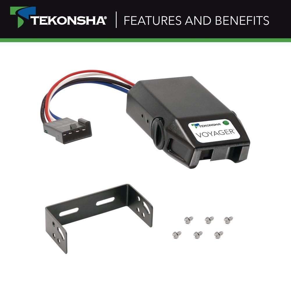 TEKONSHA 9030C Voyager Proportional Electric Trailer Brake Controller for 1-4 Axle Trailers - Black | Easy Installation & Smooth Braking for RV, Boat & Utility Trailers