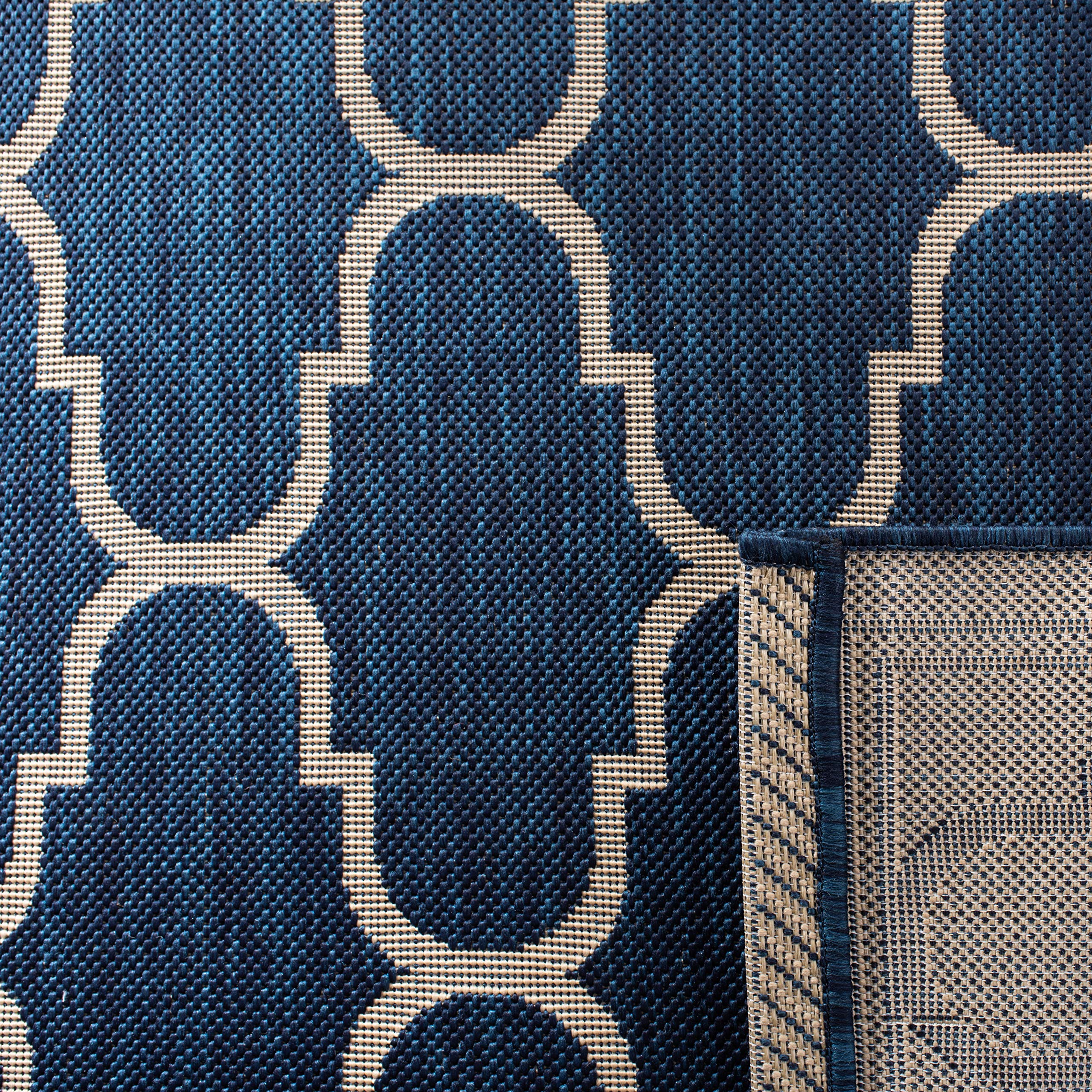 SAFAVIEH Courtyard Collection 8' x 11' Navy & Beige Indoor/Outdoor Area Rug - Non-Shedding, Easy Care & Machine Washable - Perfect for Living Room, Bedroom, Patio, Backyard & Mudroom (CY6016-268)