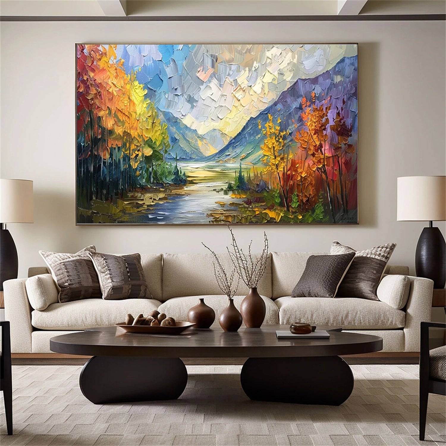 Beautiful Flower and Tree Painting #FT176 - Handmade Canvas Art for Home Decor, Living Room, Bedroom & Office Wall