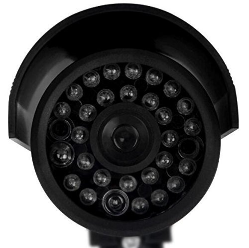 Dummy Security Camera 2 Pack - Fake CCTV with Realistic Red Flashing Lights & Warning Sticker - Indoor/Outdoor Surveillance Decoy for Home, Office & Business Security