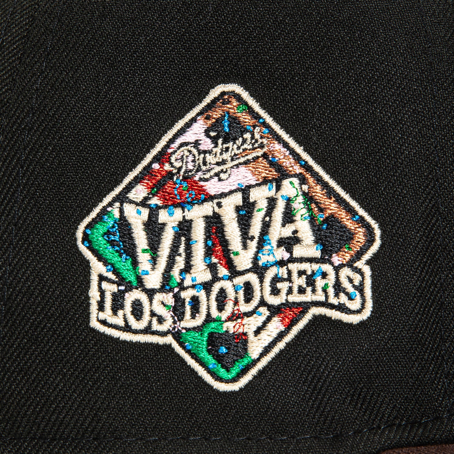 New Era 59Fifty Los Angeles Dodgers Viva Los Dodgers Patch Snapback Hat - Black & Brown - Official MLB Baseball Cap for Men & Women - Perfect for Games, Fan Gear & Streetwear Fashion