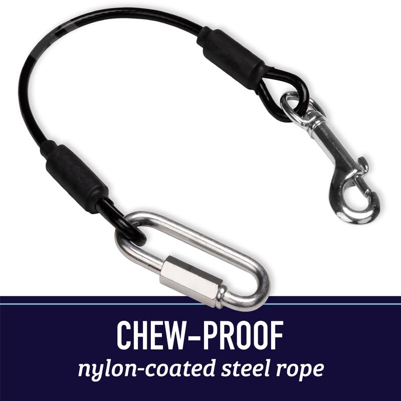 Leash Boss Heavy Duty Chew Proof Dog Car Seat Belt - No-Chew Coated Steel Rope Pet Seatbelt for Cars - 5 Sizes (26 inch) - Secure Your Pet Safely During Travel - Perfect for Road Trips, Vet Visits & Daily Commutes