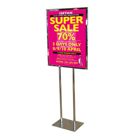 22x28 Heavy Duty Economy Sign Holder with Posts - 2 Sided Steel Floor Stand with Weighted Base for Retail Stores, Trade Shows & Outdoor Events