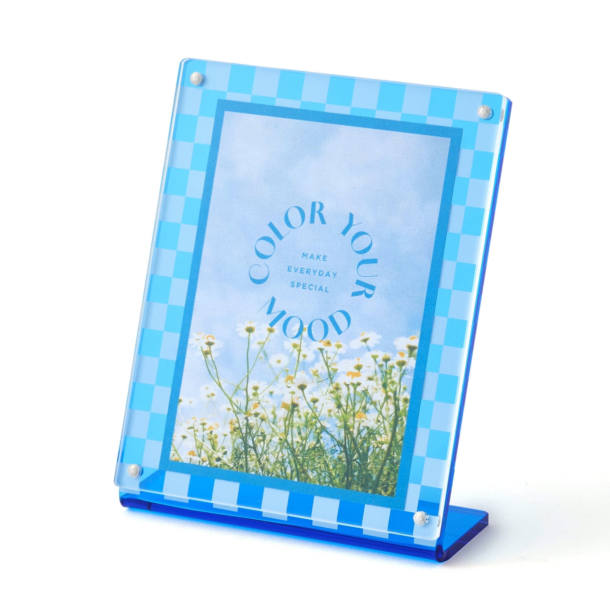 Vibrant Mini Blue Acrylic Photo Frame - Perfect for Home Decor, Office Desk, and Gift Giving