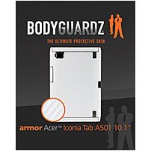 BodyGuardz Armor BZ ACWT5 0911 Carbon Fiber Case with Screen Protector for Acer Iconia Tab A501 - Durable Protection for Travel, Work & School (White)