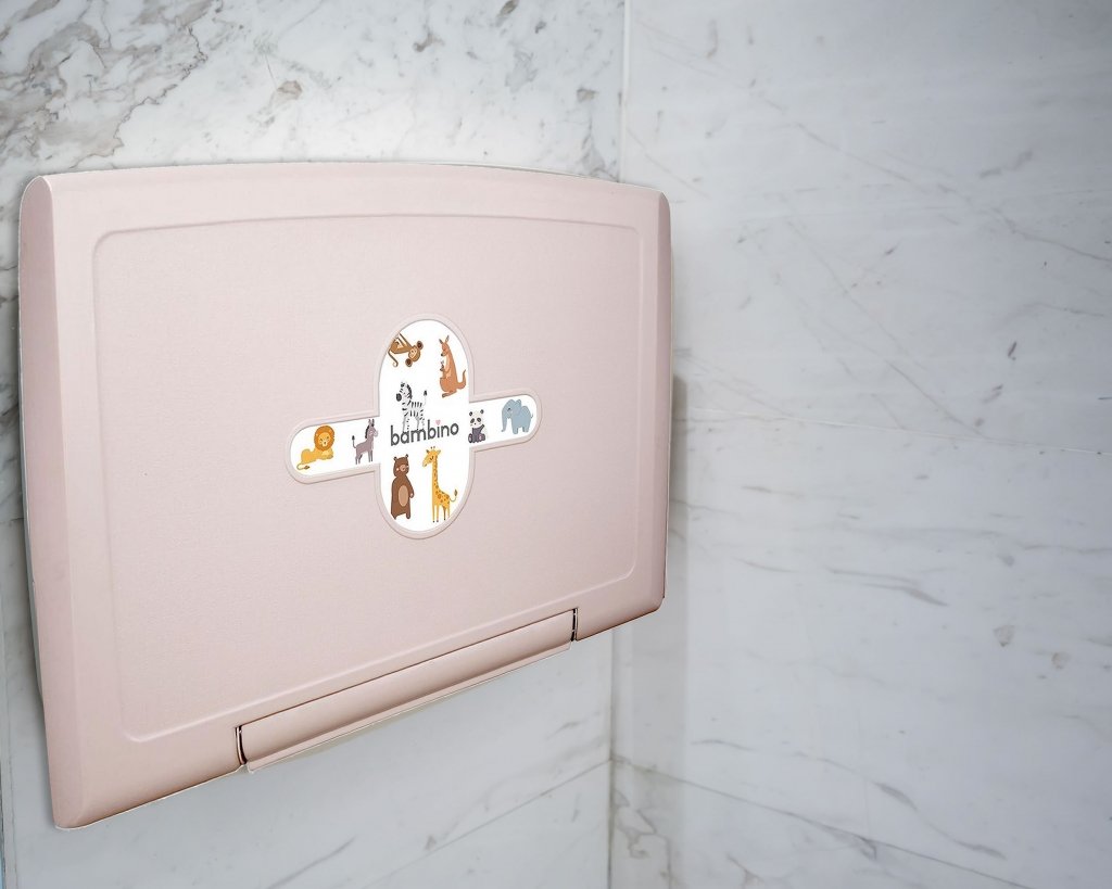 Wall Mounted Fold Down Baby Changing Table - Space Saving Nursery Organizer with Free Changing Station Sign | Perfect for Small Bathrooms & Nursery Rooms