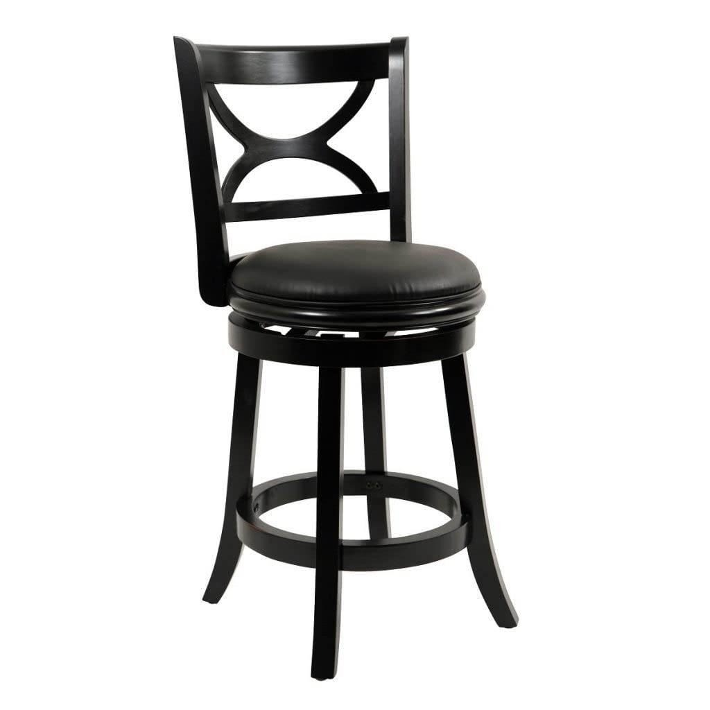 Boraam Florence 24-Inch Black Counter Height Bar Stool - Modern Kitchen Island Stools for Dining & Entertaining
