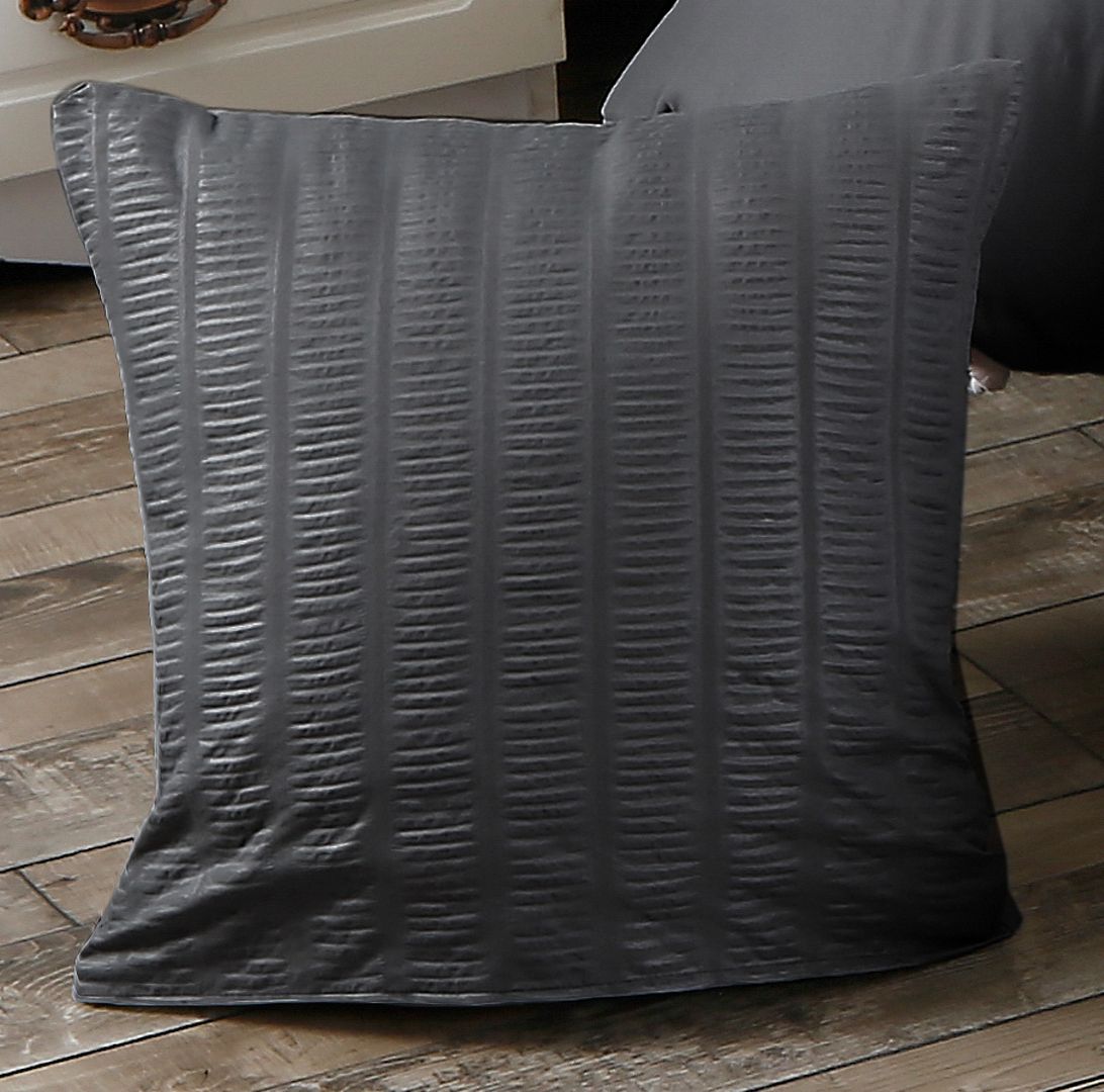 Premium 1000TC Ultra Soft Seersucker Cushion Covers - 2 Pack Charcoal Gray | Luxury Sofa & Bed Pillow Protectors for Living Room & Bedroom Decor