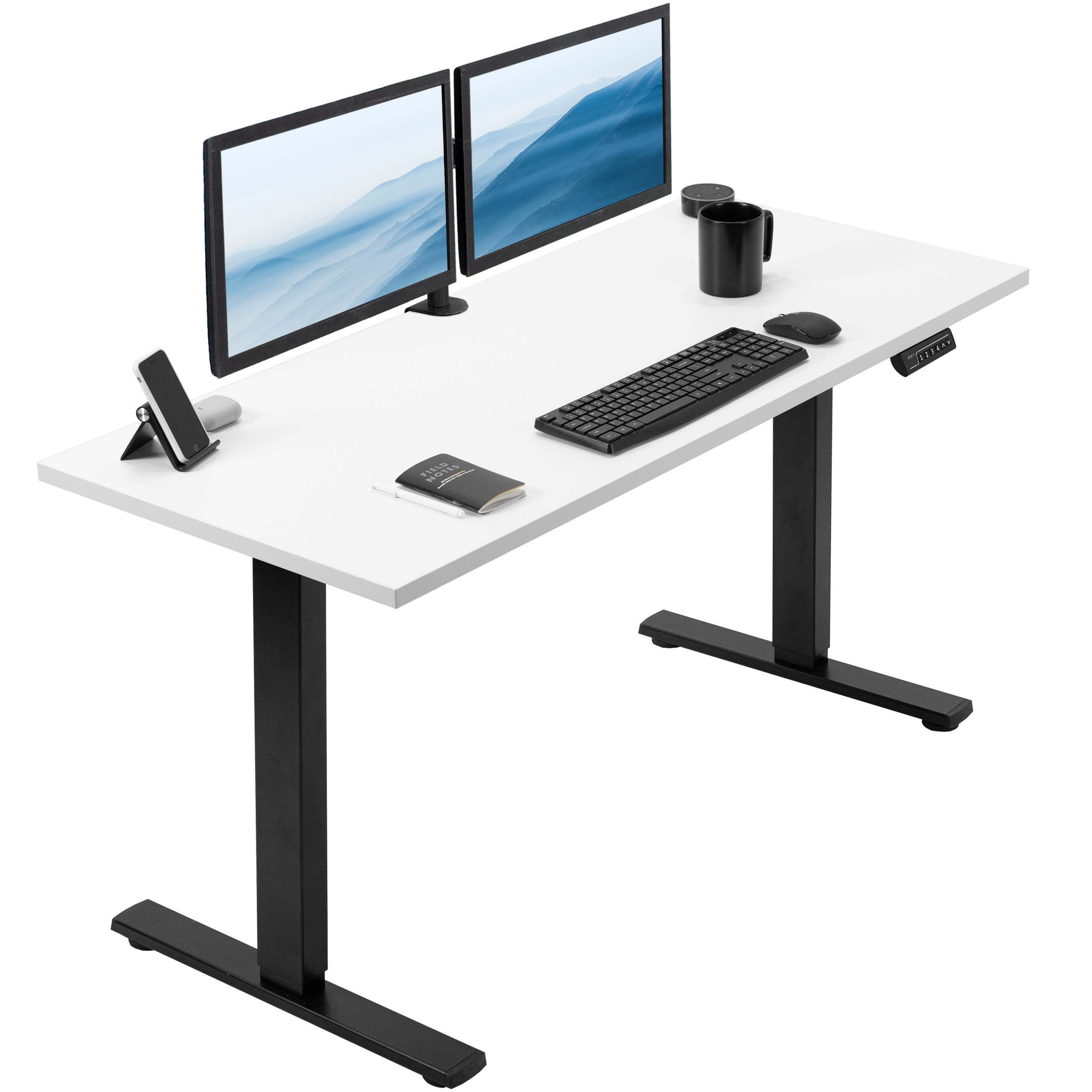 1BS Series Electric Standing Desk with Square Corner Top - Adjustable Height Home Office Desk for Work, Study & Gaming - Ergonomic Workspace Solution