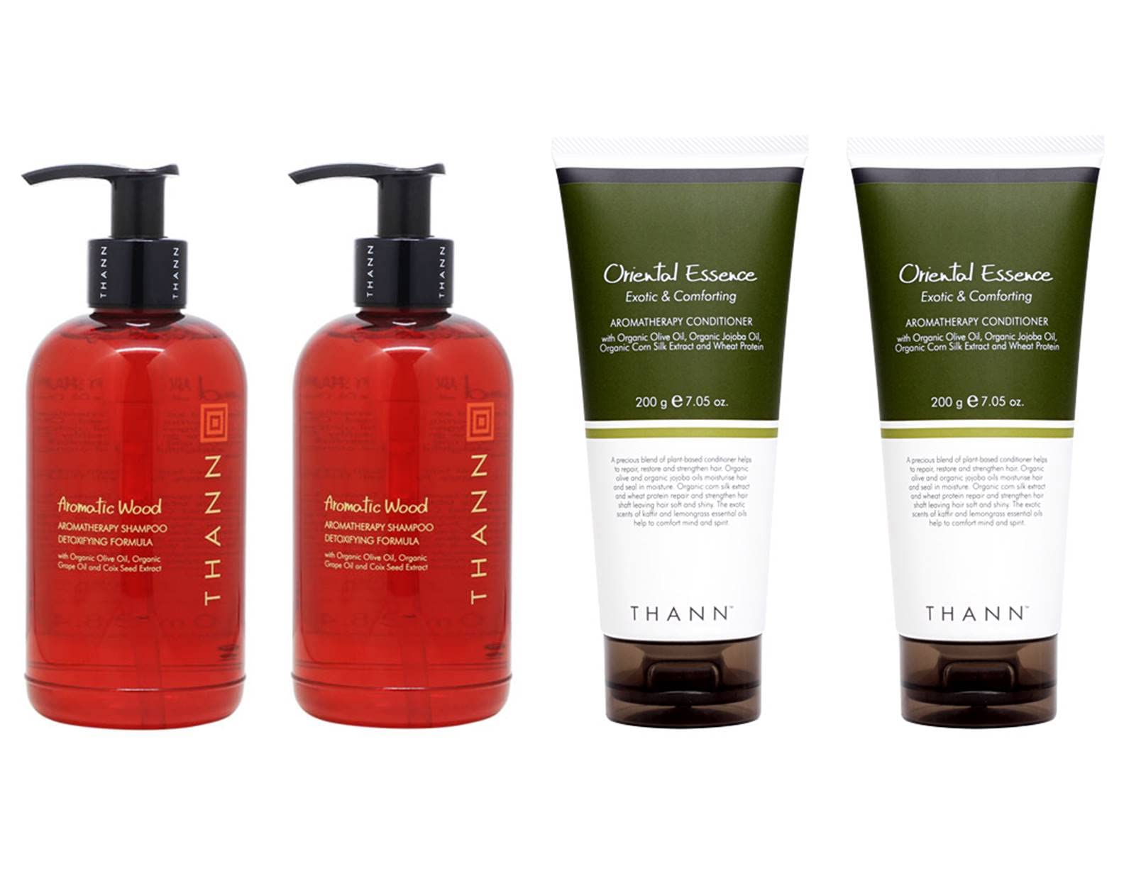 THANN Aromatic Wood Shampoo & Oriental Essence Conditioner Set - Natural Hair Care for Dry & Damaged Hair - Perfect for Spa Days & Relaxing Showers at Home
