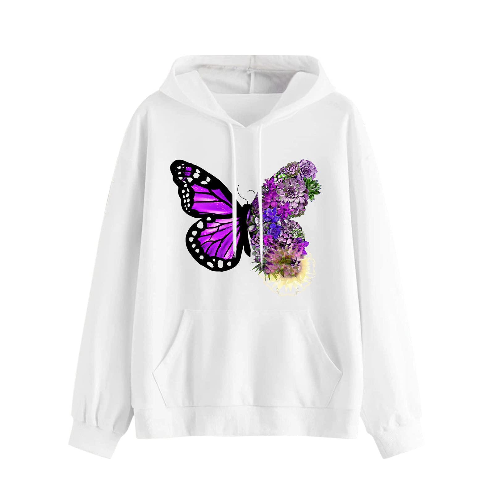 Women's Warm Hooded Long Sleeve Printed Pullover Sweatshirt with Pockets - Cozy Casual Wear for Fall & Winter Outfits