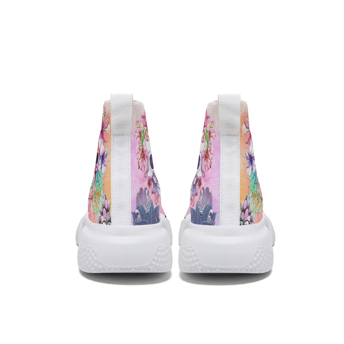 Hetios Women's Fashion Skull Print Slip-On Sneakers - Breathable Knit Running Shoes for Jogging, Walking & Casual Wear - White Athletic Shoes for Women - Perfect for Gym, Workout & Daily Outfits