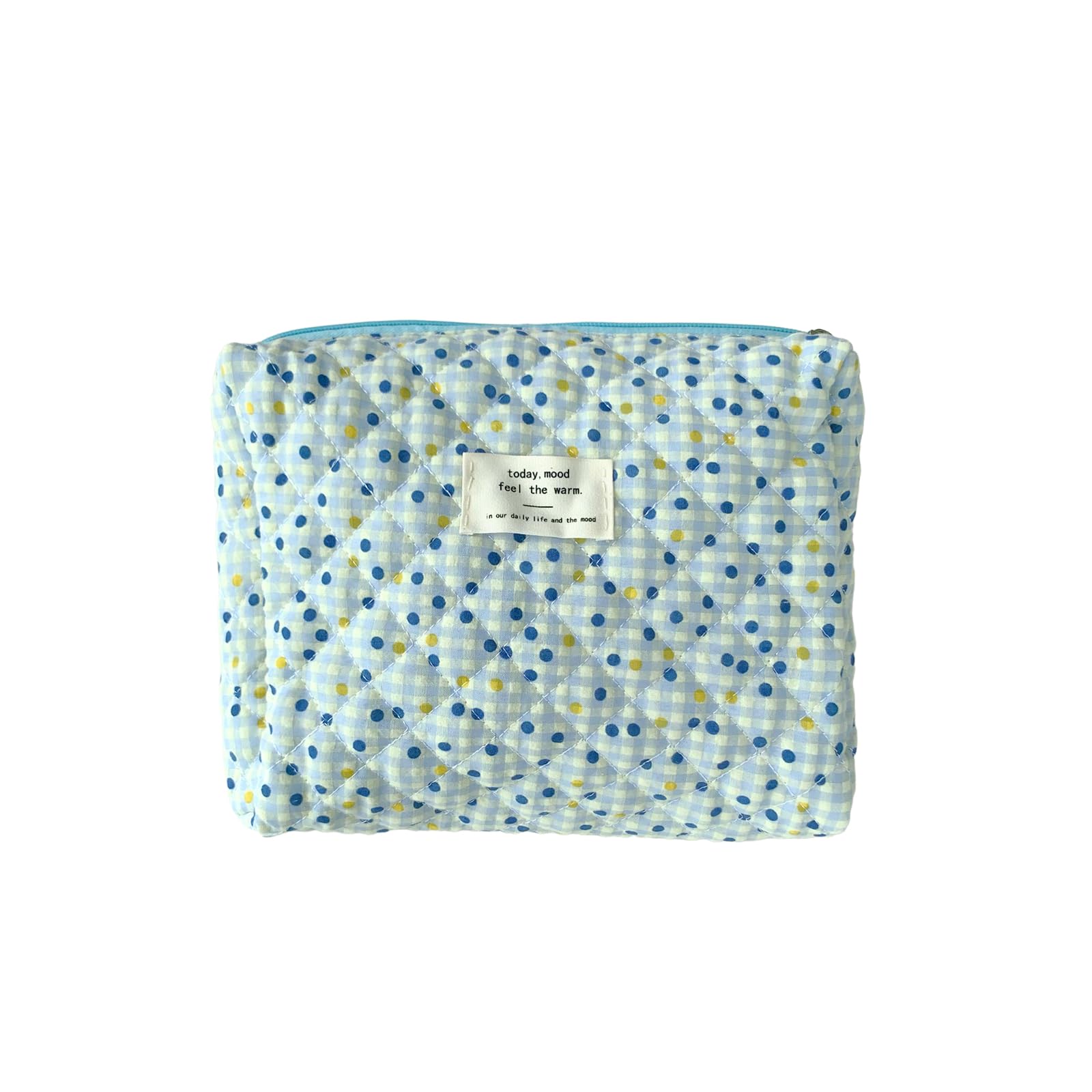 Quilted Cotton Makeup Bag for Women - Large Capacity Cosmetic Organizer with Zipper, Floral Travel Toiletry Pouch for Women & Girls | Perfect for Travel, Gym & Daily Essentials Storage (Design D)