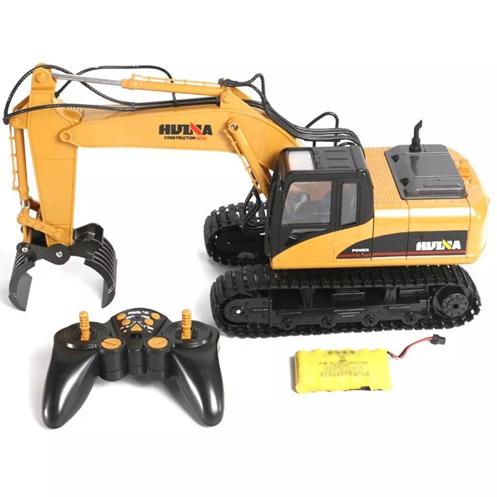 1/14 Scale RC Wood Grabber with Alloy Bucket - 16 Channel Remote Control Construction Excavator Toy for Kids & Adults | Die-Cast Engineering Vehicle for Indoor/Outdoor Play & Collection