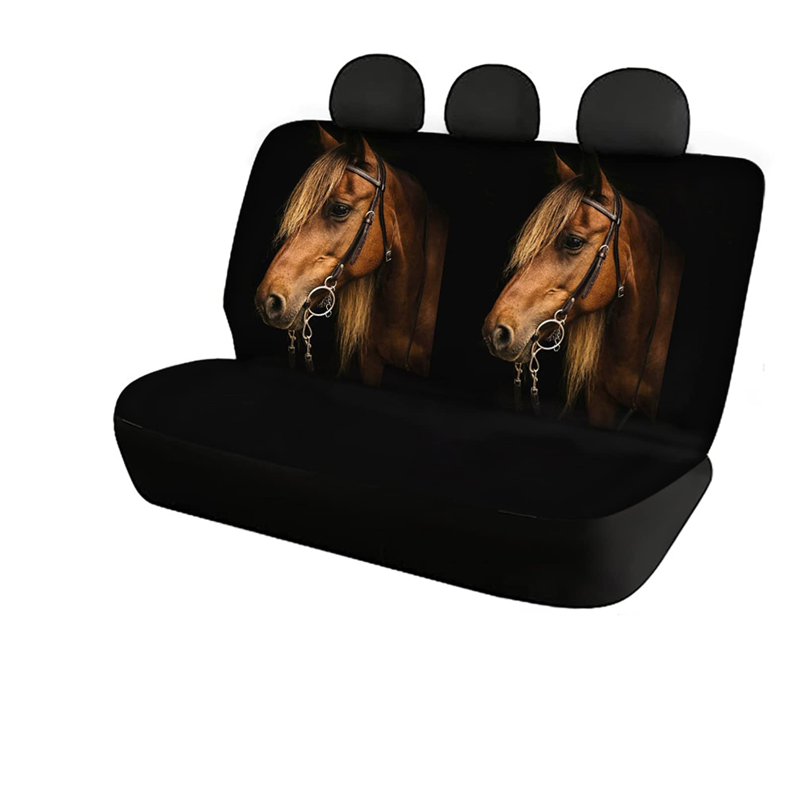 JEOCODY 13-Piece Universal Car Seat Covers Set with Horse Print Design - Includes Stretchy Steering Wheel Cover, Floor Mats & Seat Belt Covers - Durable Car Interior Accessories for Men & Women - Perfect for SUVs, Trucks & Sedans