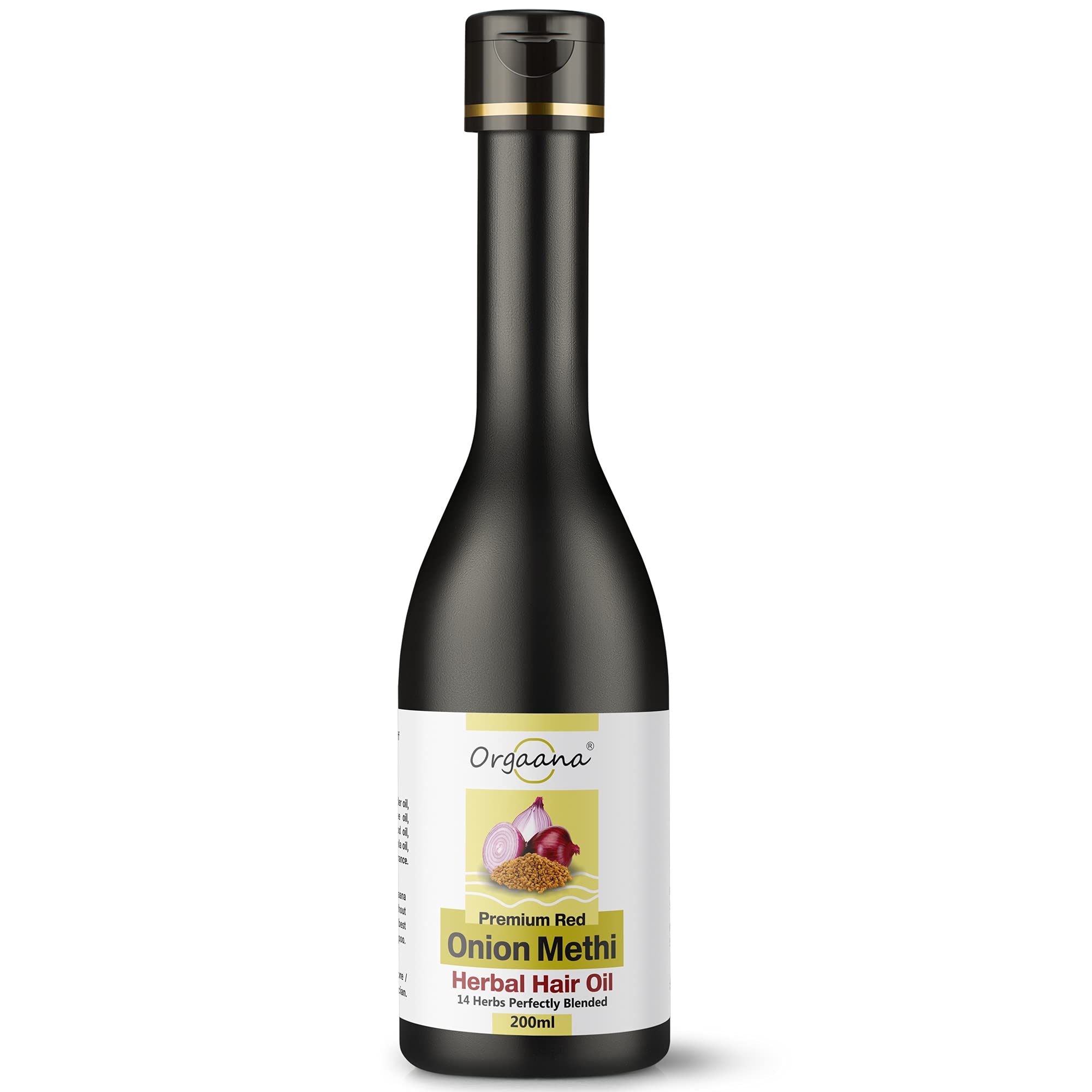 Orgaana Natural Premium Red Onion & Fenugreek Herbal Hair Oil for Hair Growth & Scalp Care - 200ml | Promotes Thicker, Stronger Hair for Men & Women | Ideal for Daily Hair Care Routine & Scalp Massage