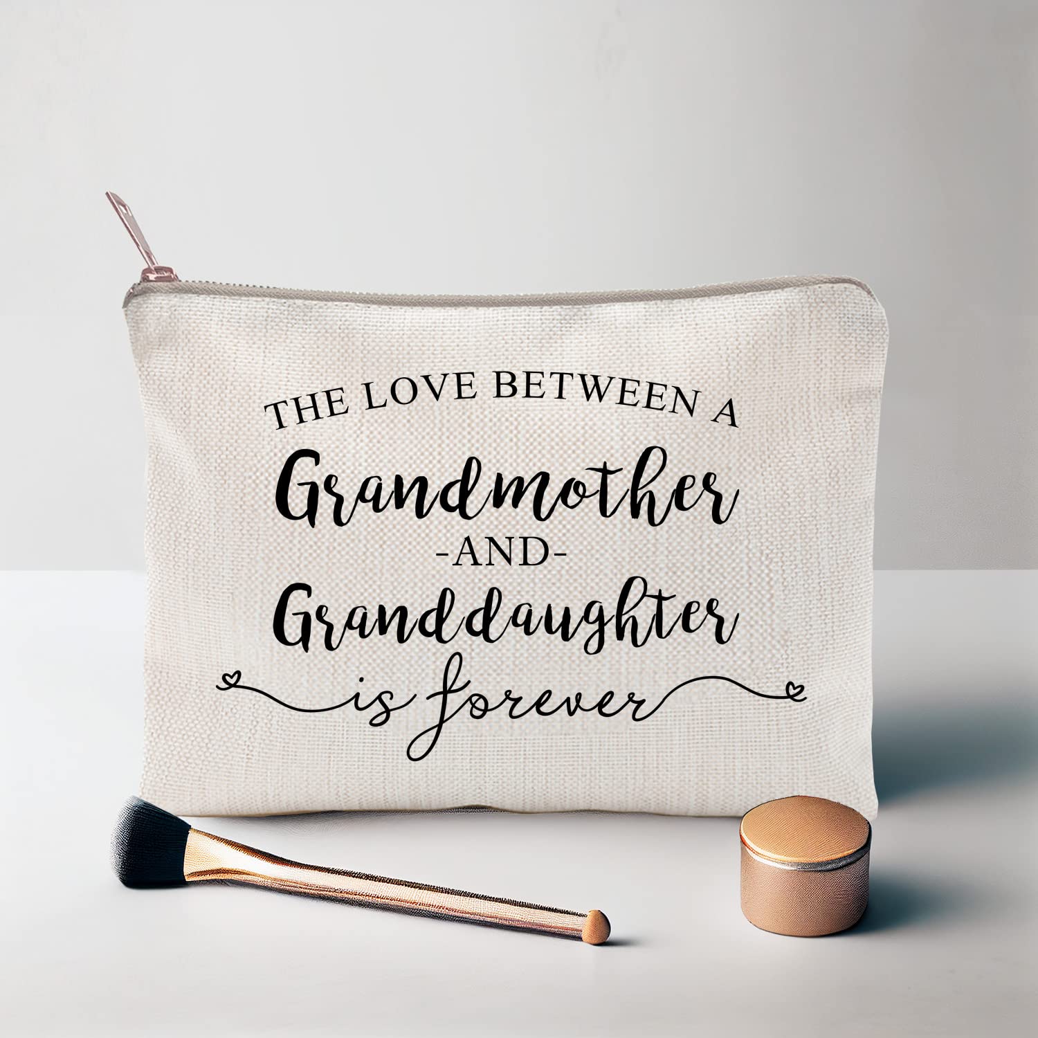 Best Grandma Gift - Heartfelt Makeup Bag for Granddaughter Birthday, Mother's Day - Forever Love Between Grandmother & Granddaughter - Perfect for Travel, Cosmetics Storage & Special Occasions