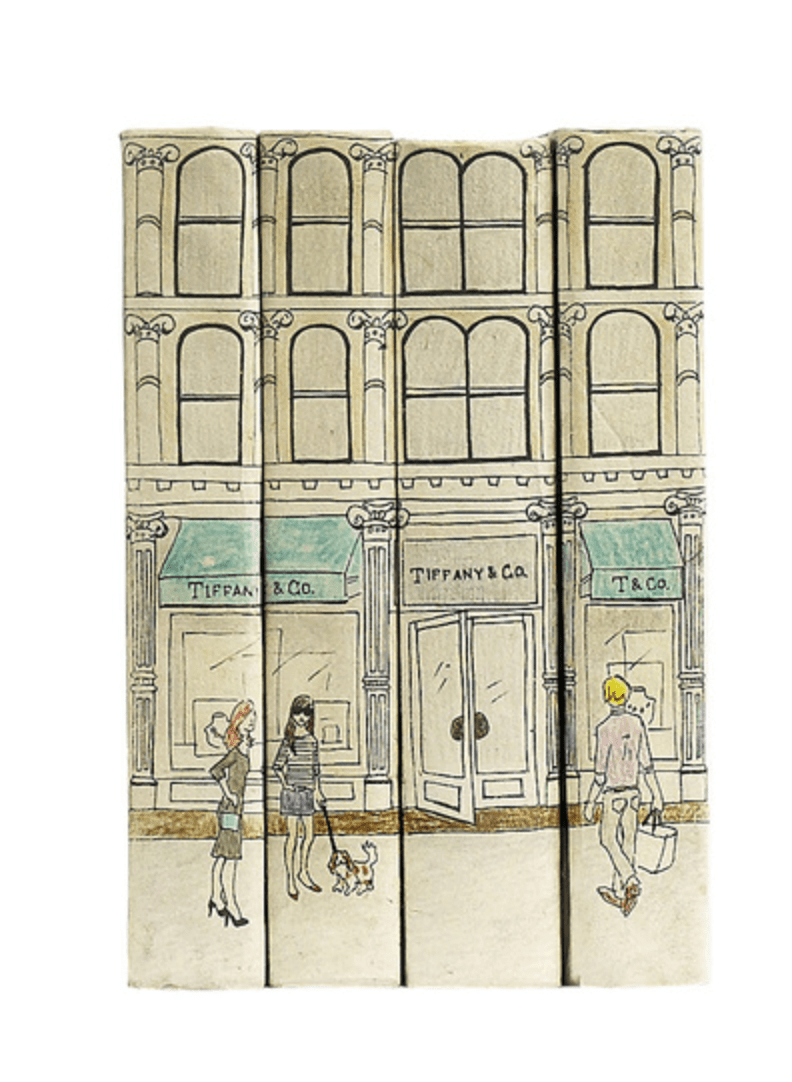 Tiffany Store Rendering Tall Book Stack - Elegant Home Decor for Bookshelves, Office & Living Room Display