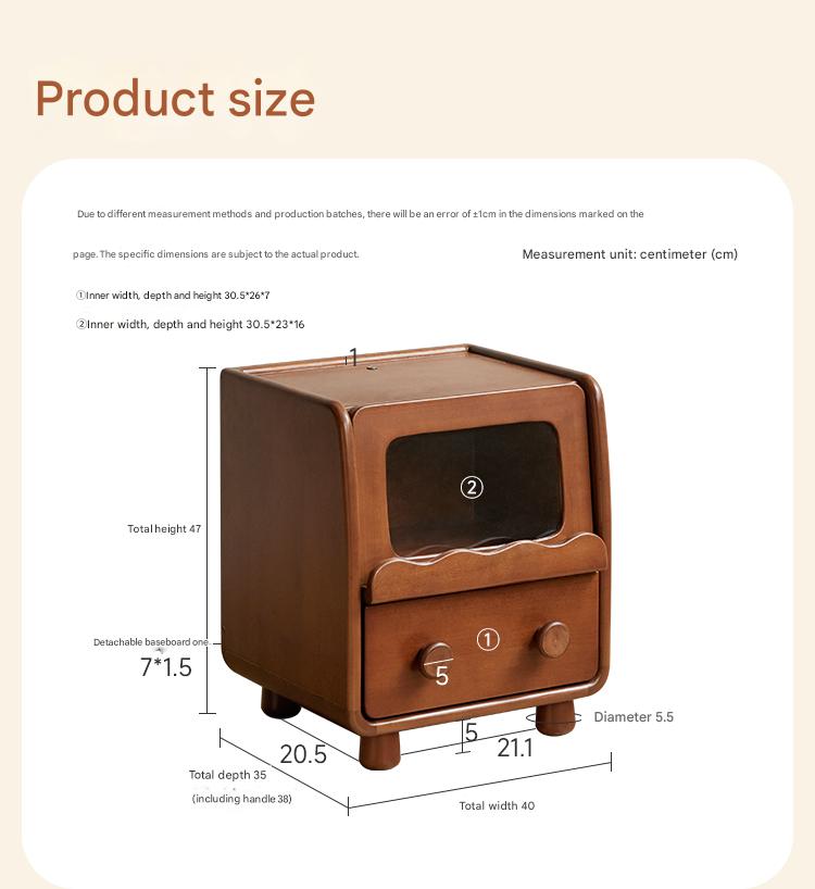Solid Wood Kids Nightstand with LED Lights - Modern Children's Bedside Table for Bedrooms, Nursery & Kids Room Decor