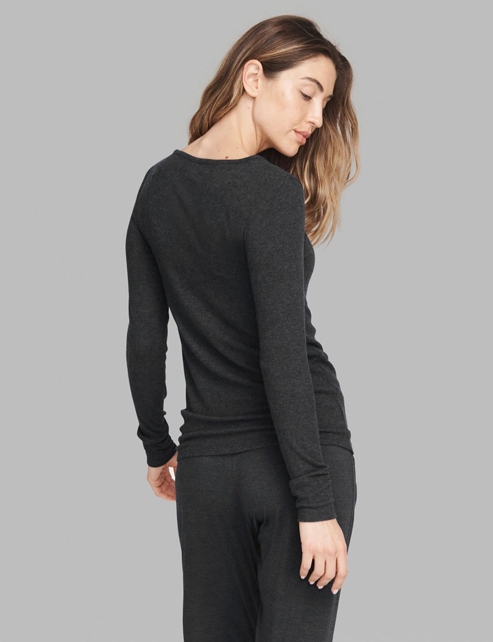 Women's Casual Henley Long Sleeve Shirt - Soft Cotton Relaxed Fit T-Shirt for Lounge, Sleep & Everyday Wear