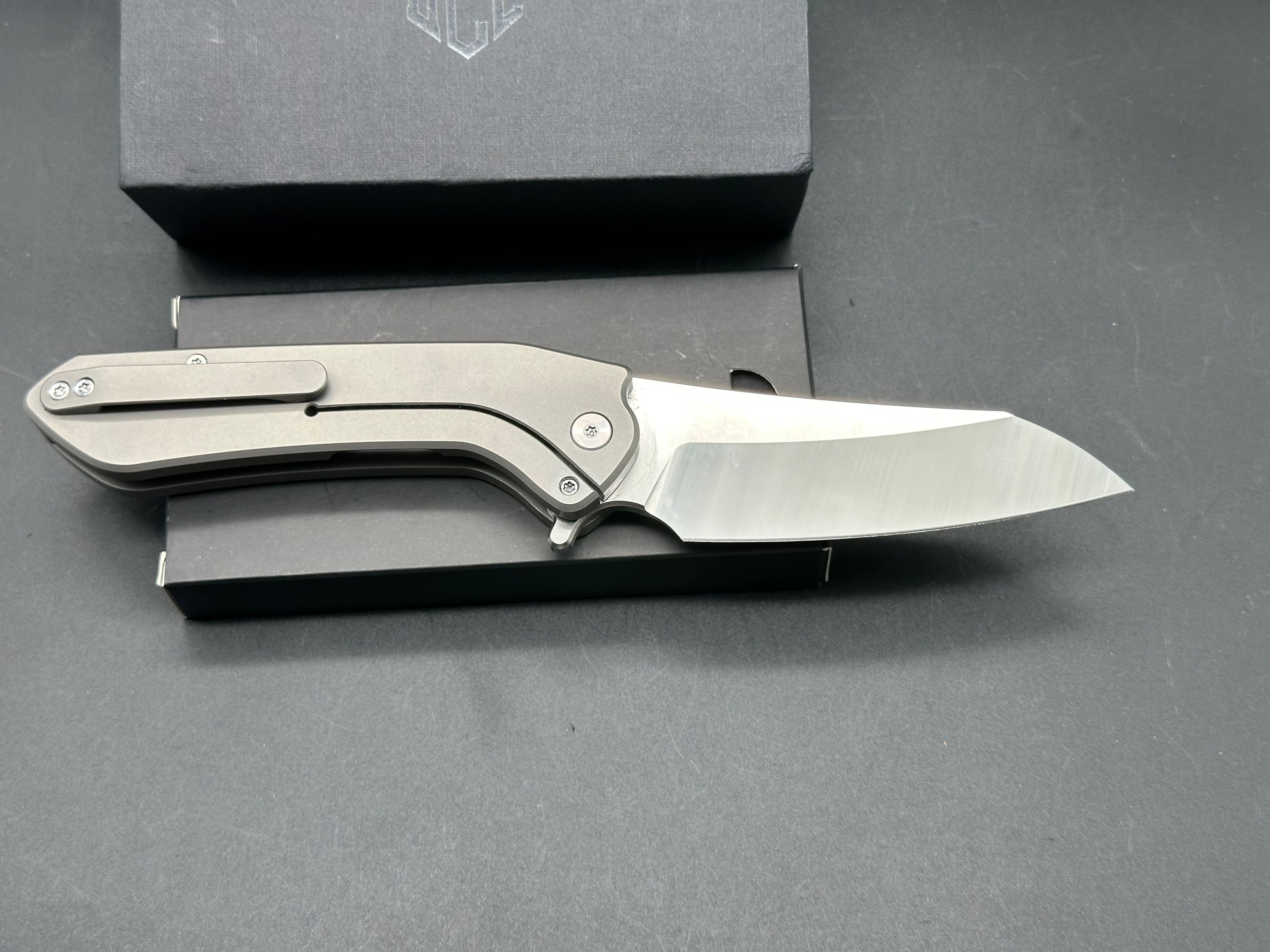 EveryDay Carry Company Brutus Titanium Flipper Knife - Non-Locking M390 Steel Blade for EDC, Camping, Hiking & Outdoor Adventures