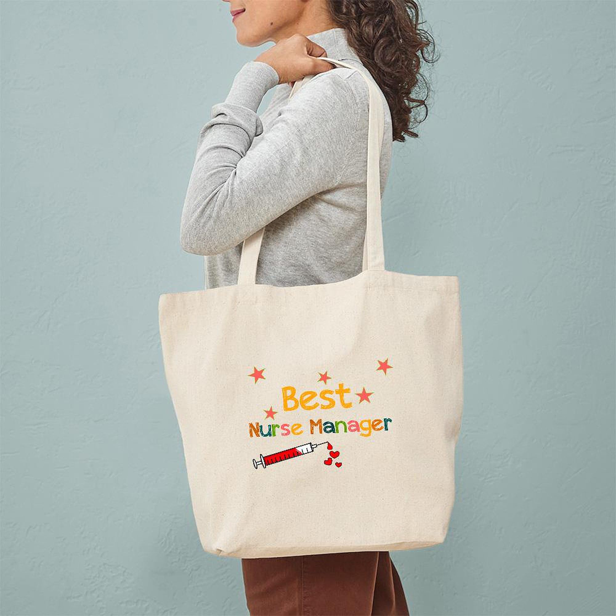 Best Nurse Manager Tote Bag - Natural Canvas Reusable Shopping Bag for Work & Daily Use | Durable & Eco-Friendly Grocery Tote for Nurses, Professionals & Commuters