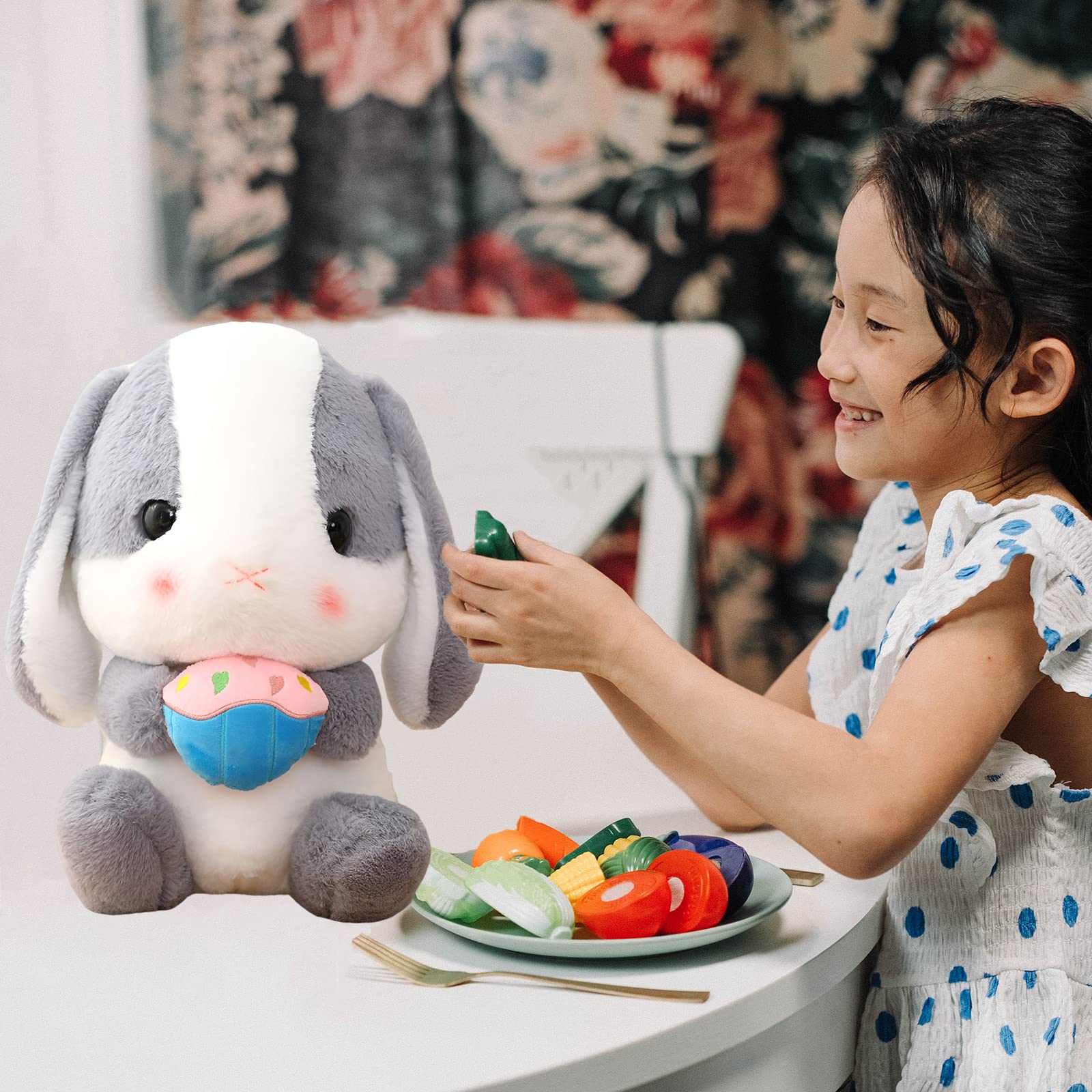 HOUPU Realistic Sitting Lop Eared Rabbit Plush Toy - 29.5