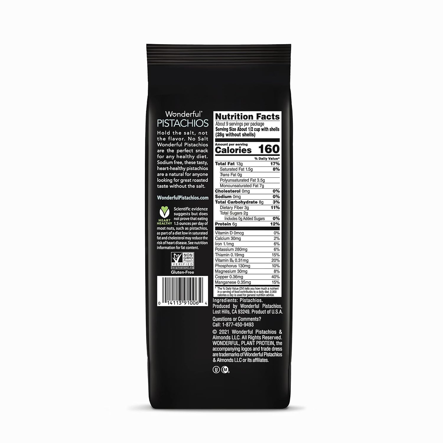 Wonderful Pistachios In Shell - Roasted Unsalted Nuts, 16oz Bag | High Protein Snack, Gluten Free & Vegan Friendly | Perfect for Healthy Snacking, Office Treats & Party Mixes