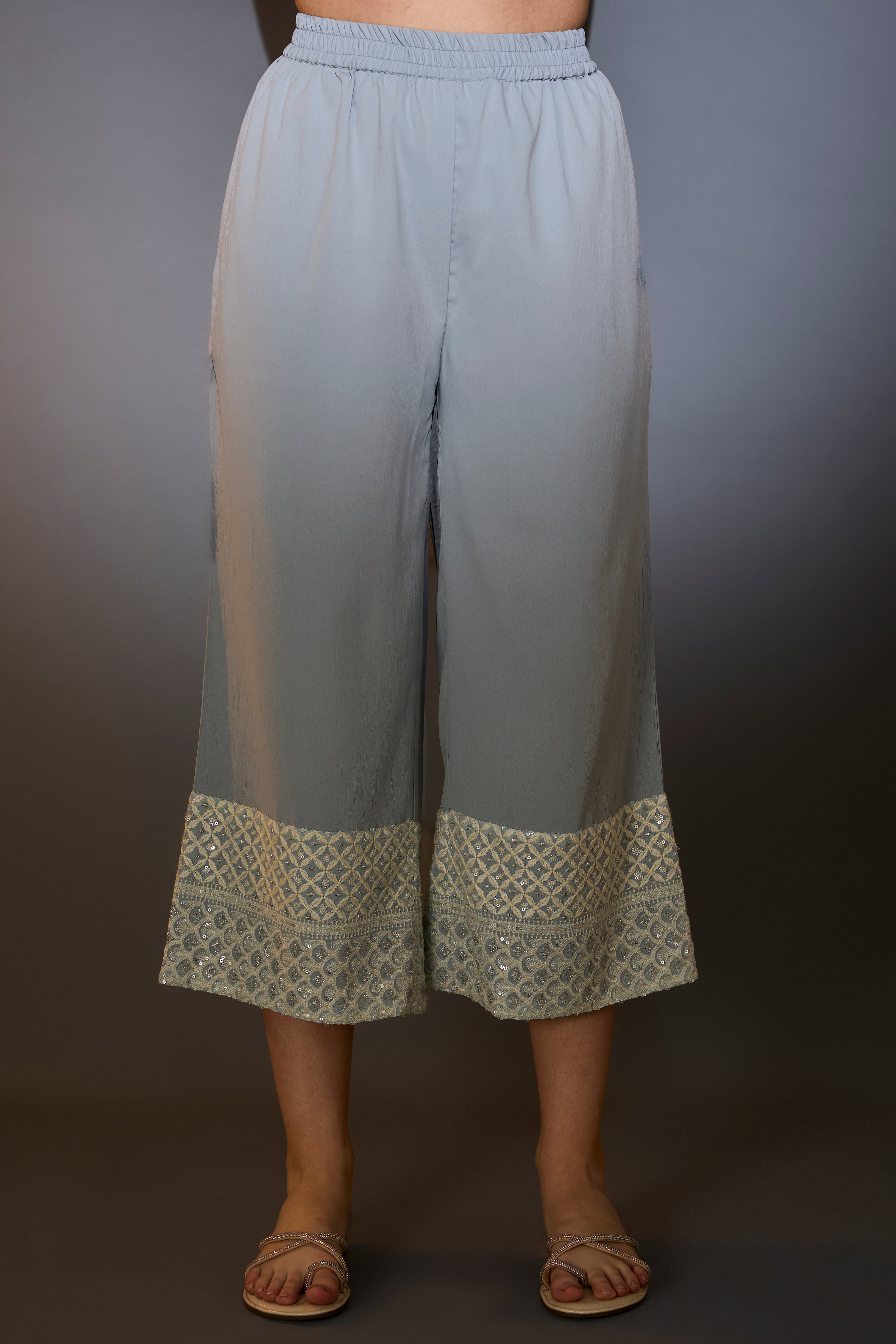 Elegant Powder Blue Chikankari Suit Set with Intricate Thread & Sequins Embroidery | Perfect for Weddings, Parties & Festive Occasions