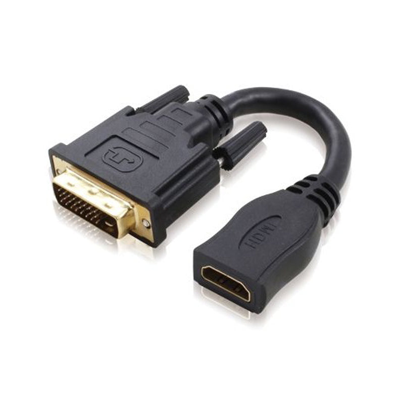 15cm DVI-D Male to HDMI Female Adapter Cable - High-Speed Digital Video Converter for PC, Monitor, TV & Home Theater Setup