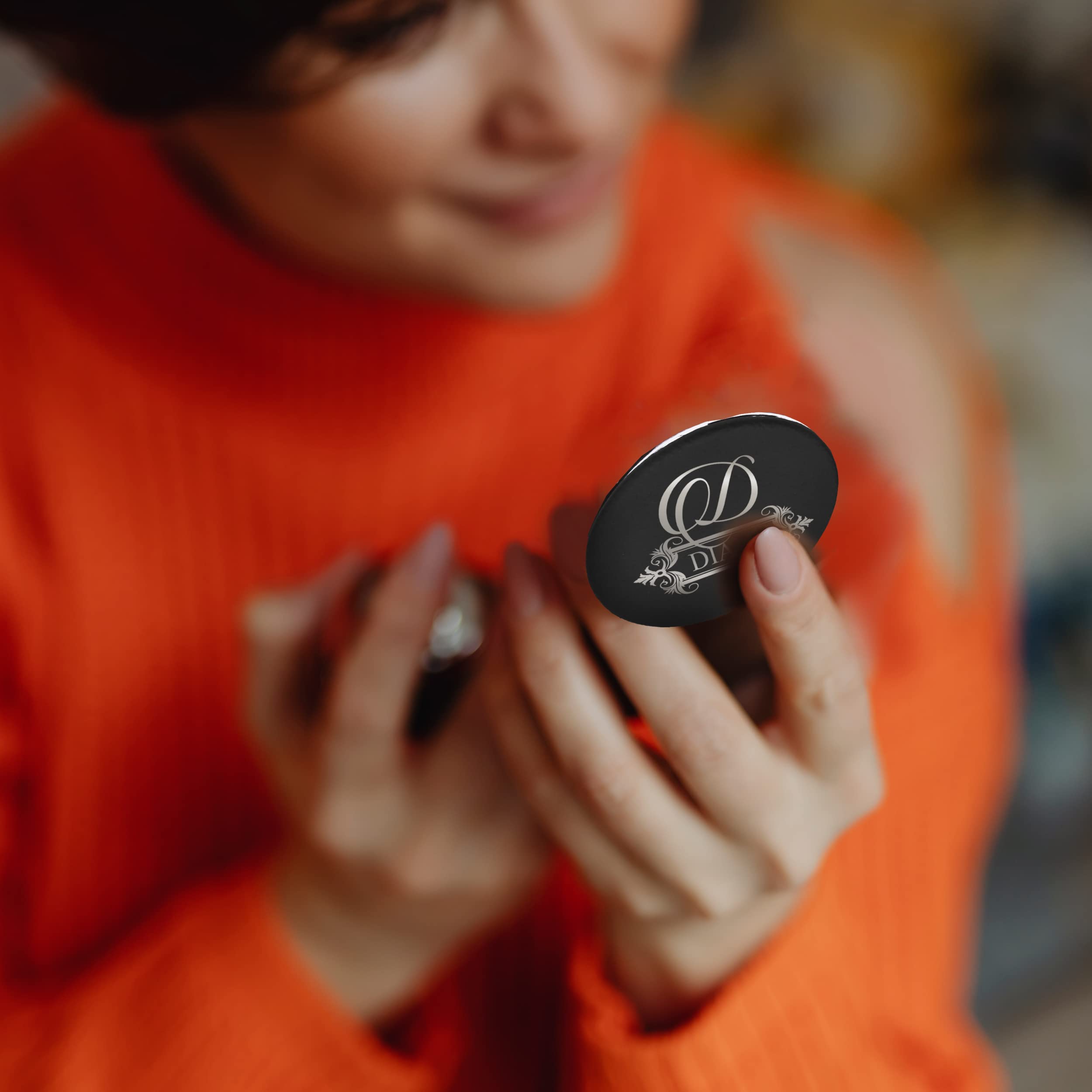 Custom Compact Mirror for Travel & Makeup - Double-Sided Magnification (Black) - Perfect for On-the-Go Touch Ups