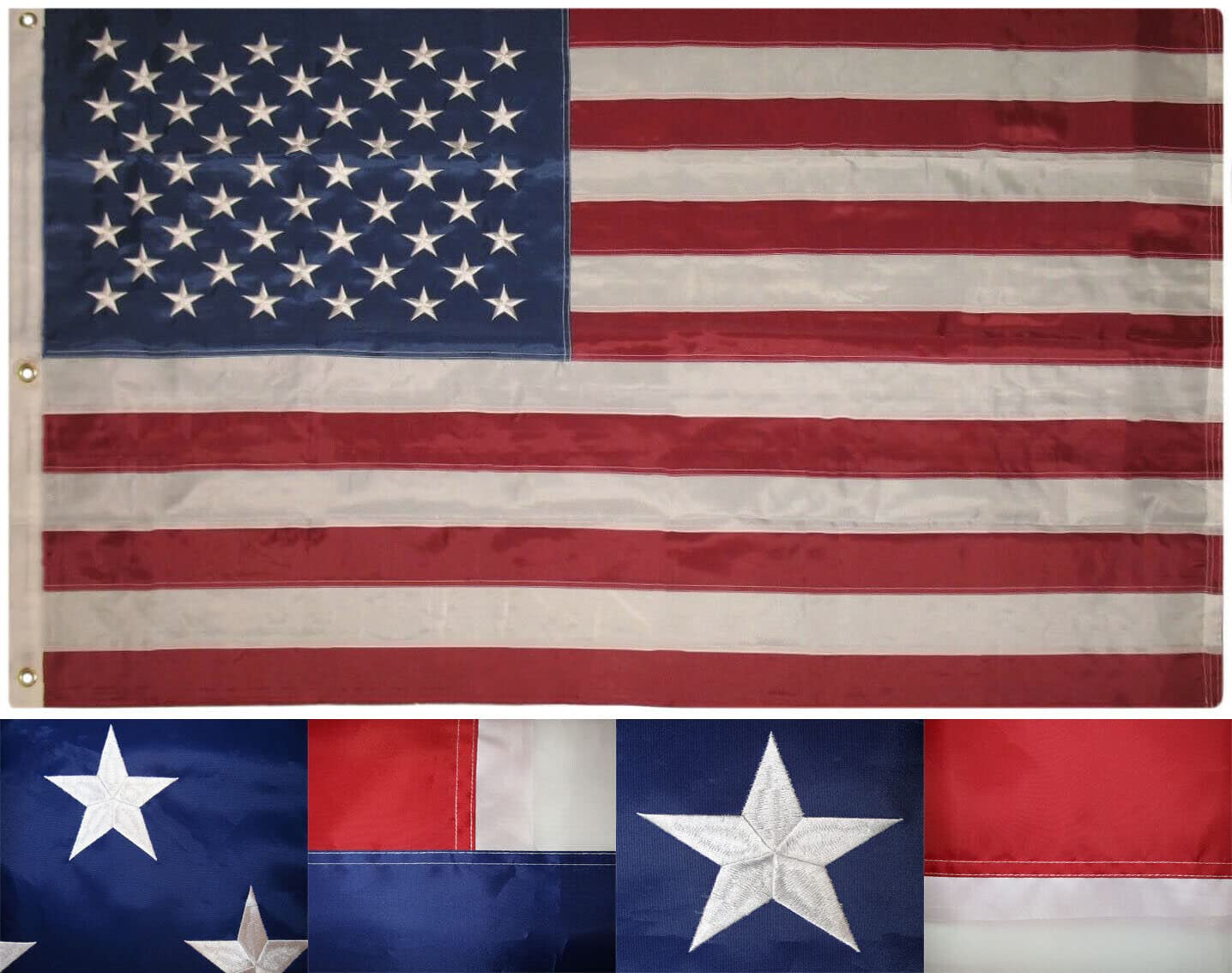 Premium 8'x12' Heavy Duty Nylon American Flag with Embroidered Stars - USA 50 Star Patriotic Banner for Outdoor & Indoor Decor, Parades, Schools, and Events (210D Nylon, PIÑATAS OLE Collection)