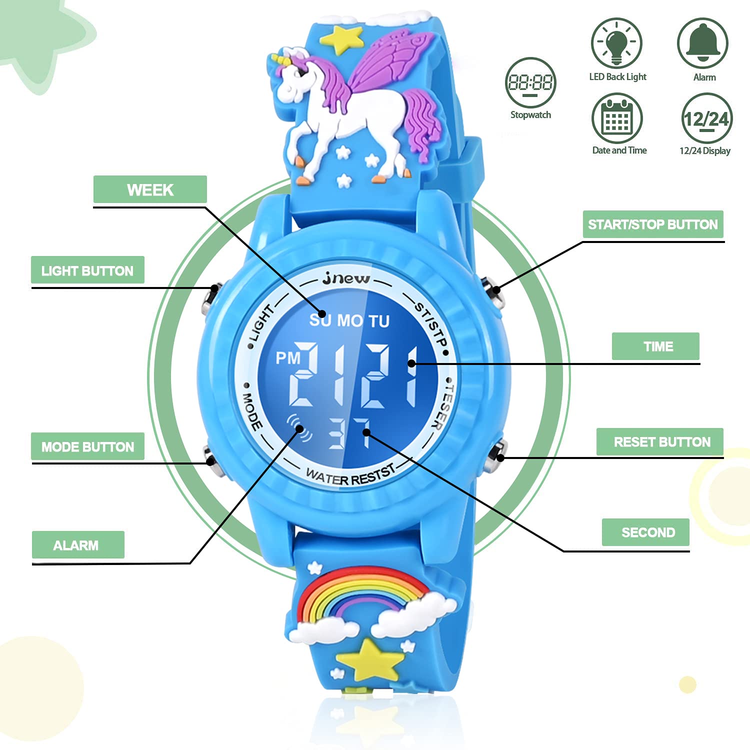 3D Cartoon Kids Watch - Waterproof Alarm Toy Gift for Girls 3-10 | School & Playtime
