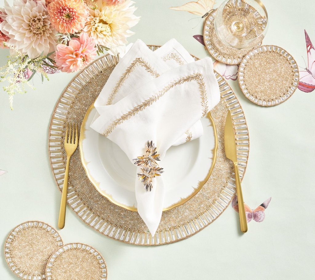 Premium Bevel Edge Placemats Set of 4 - Elegant Table Setting for Dinner Parties, Holidays & Everyday Use