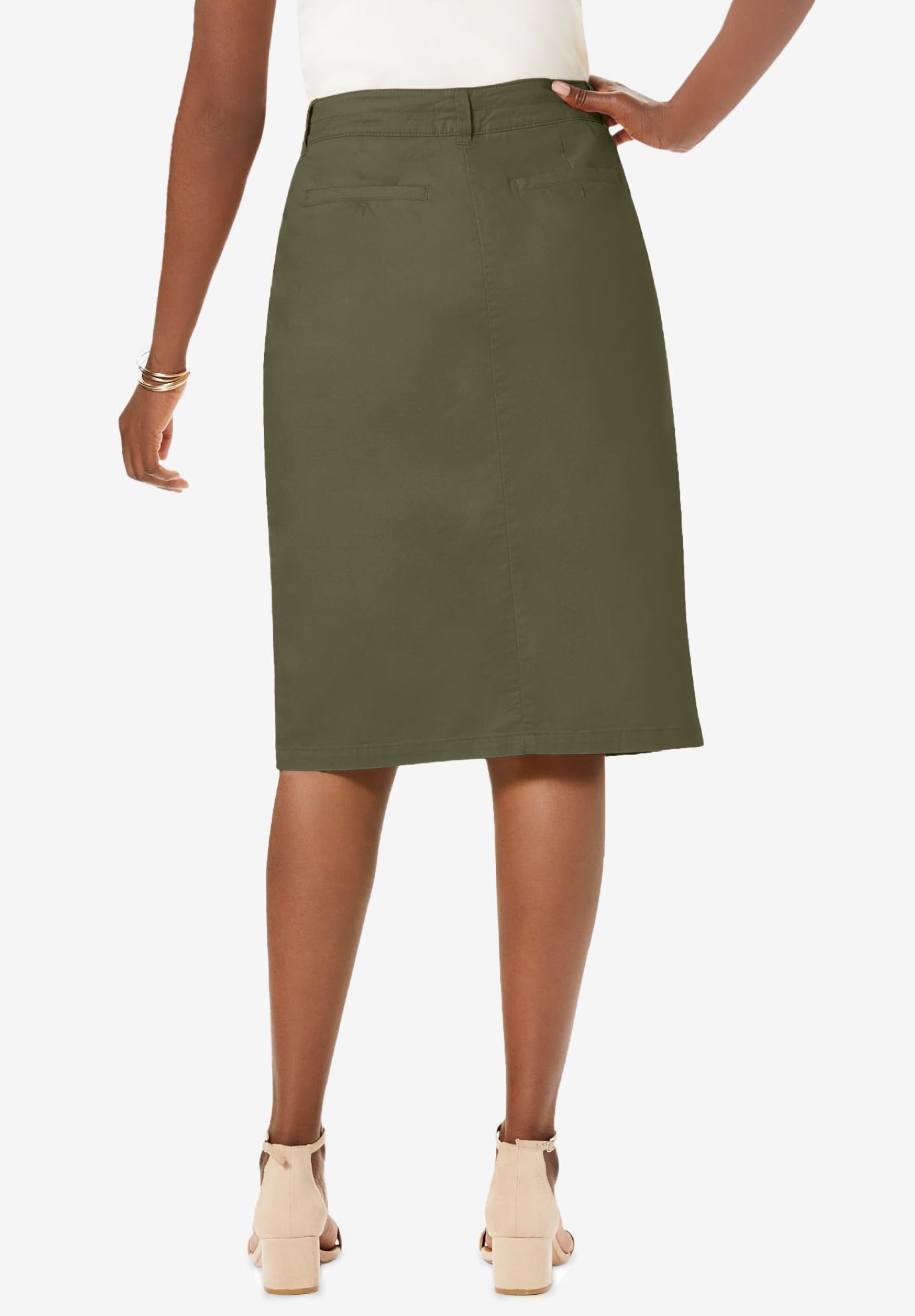 Jessica London Plus Size Cotton Chino Skirt for Women - Office & Casual Wear