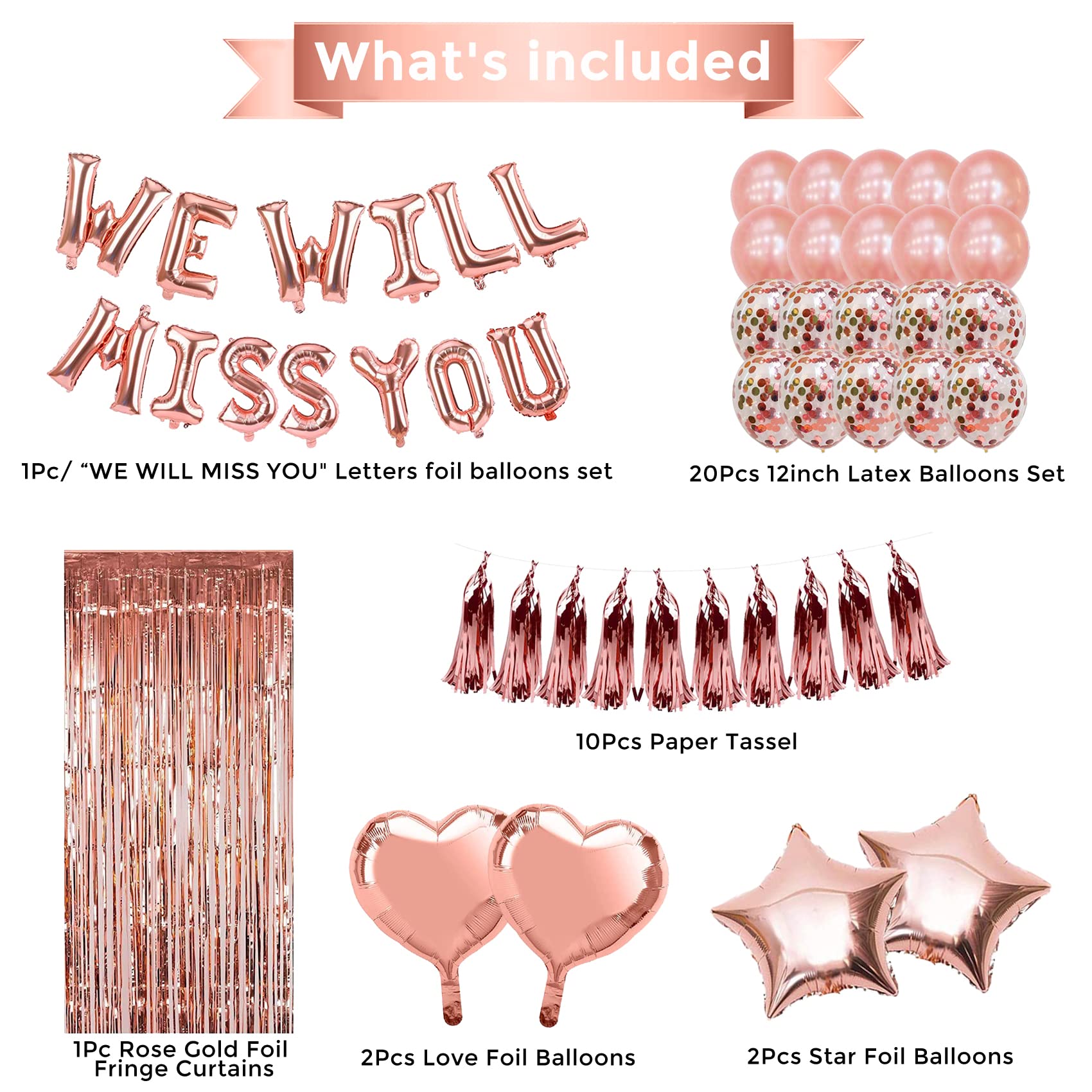 Farewell Party Decorations Set - Goodbye Banner, Balloons & Bon Voyage Decor for Coworkers | Office Going Away Party Supplies, Retirement or Leaving Celebration Decor