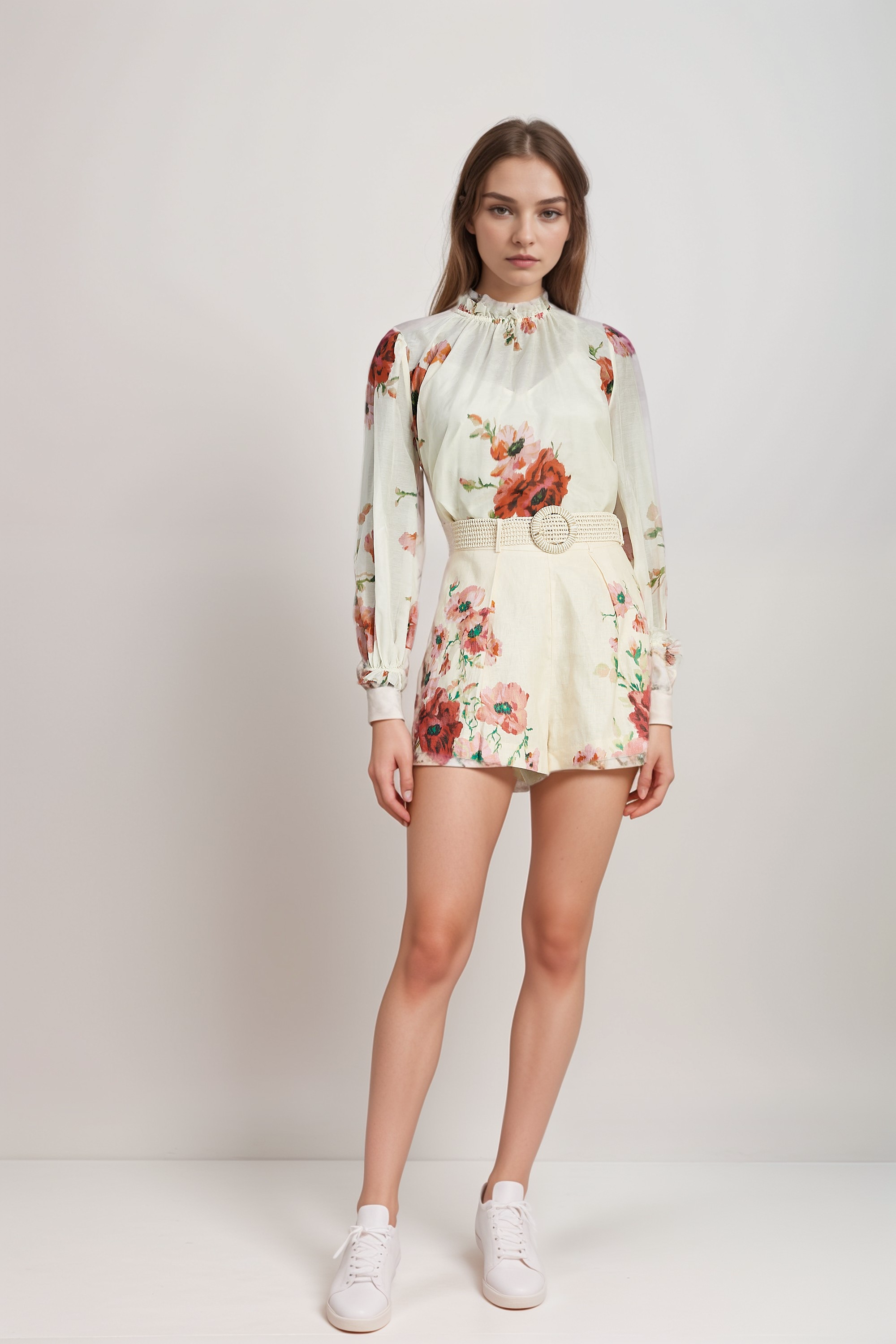 Chantal Floral Print Shirt & Shorts Matching Set for Women - Summer Outfit, Beach Vacation, Casual Wear