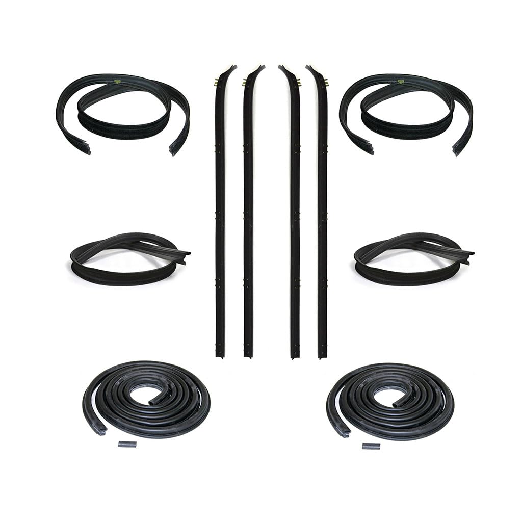 KD1002-10A Complete Car Door Weatherstrip Seal Kit - Front Inner & Outer Belt, Upper Channel & Division Bar Channel Replacement Set for Driver & Passenger Side | Perfect for DIY Auto Repair & Weatherproofing
