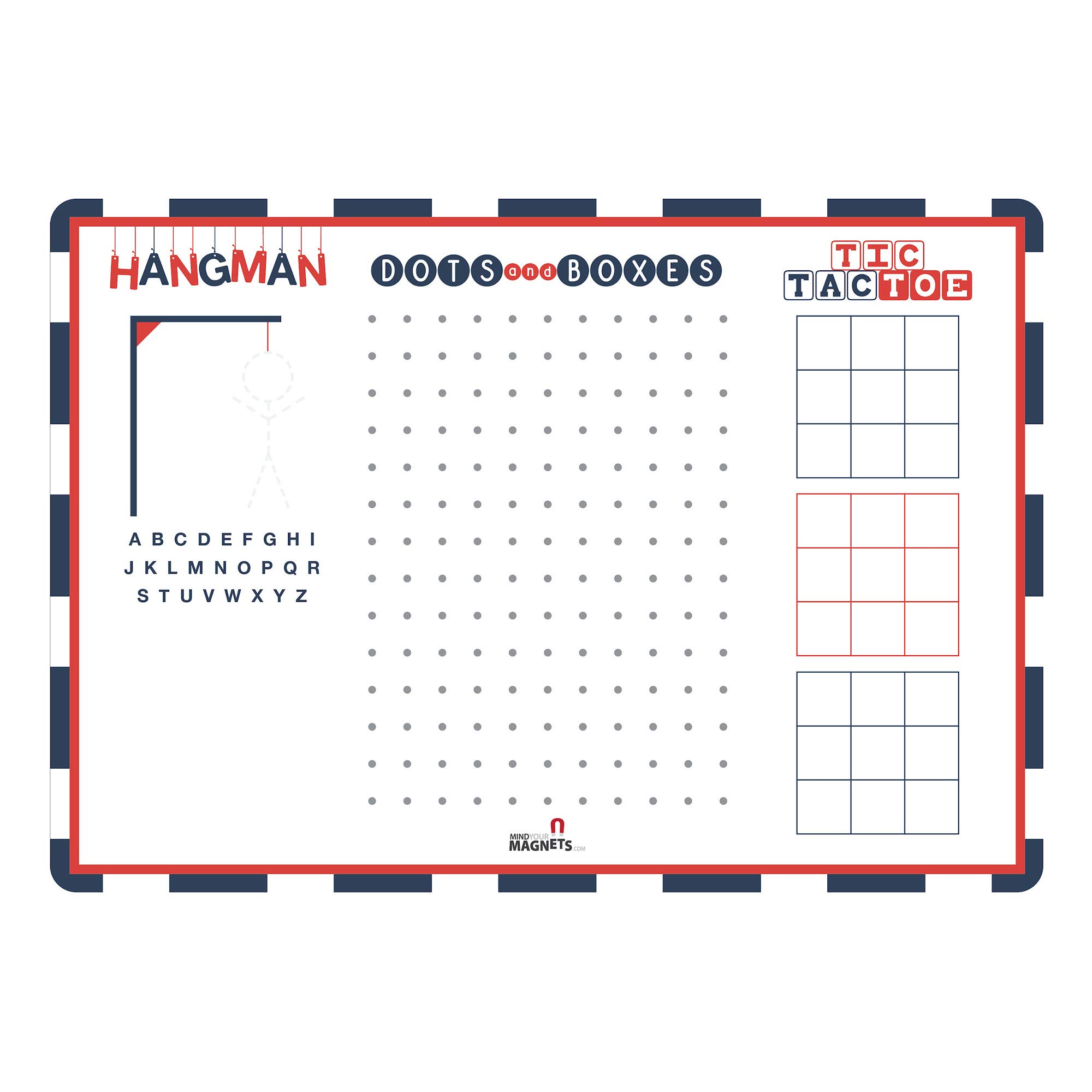 Fridge Magnets Set - Fun Magnetic Board Games for Kids & Adults - Tic-Tac-Toe, Hangman, Dots and Boxes - Perfect for Kitchen, Office & Travel Entertainment